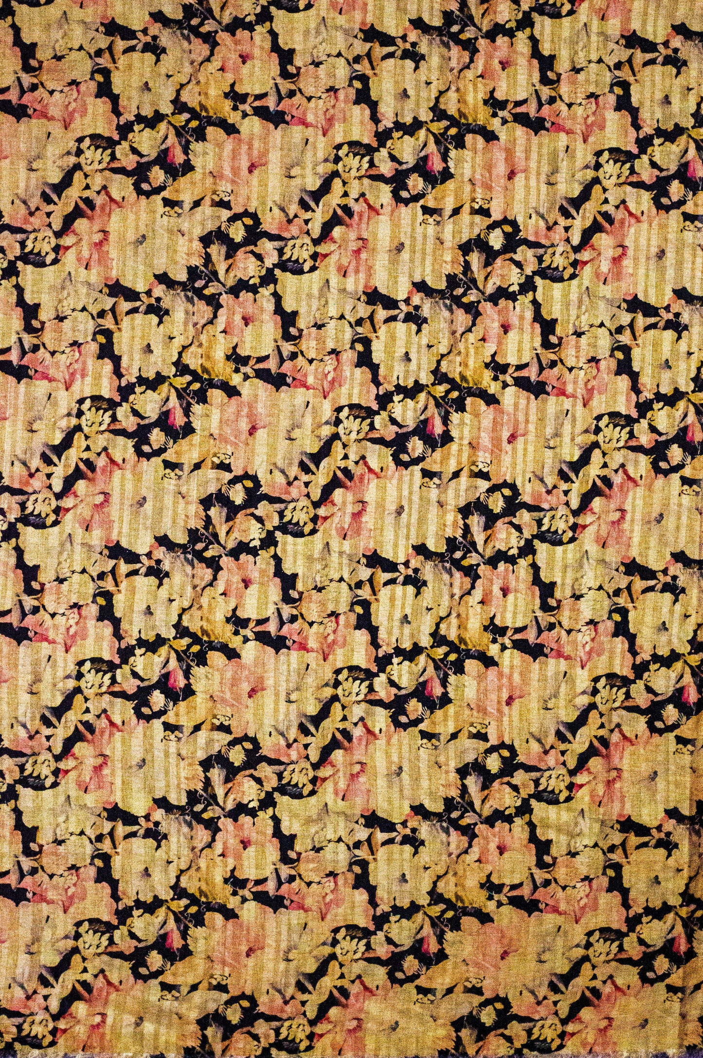 Immitation Raw Silk Floral Beige Fabric