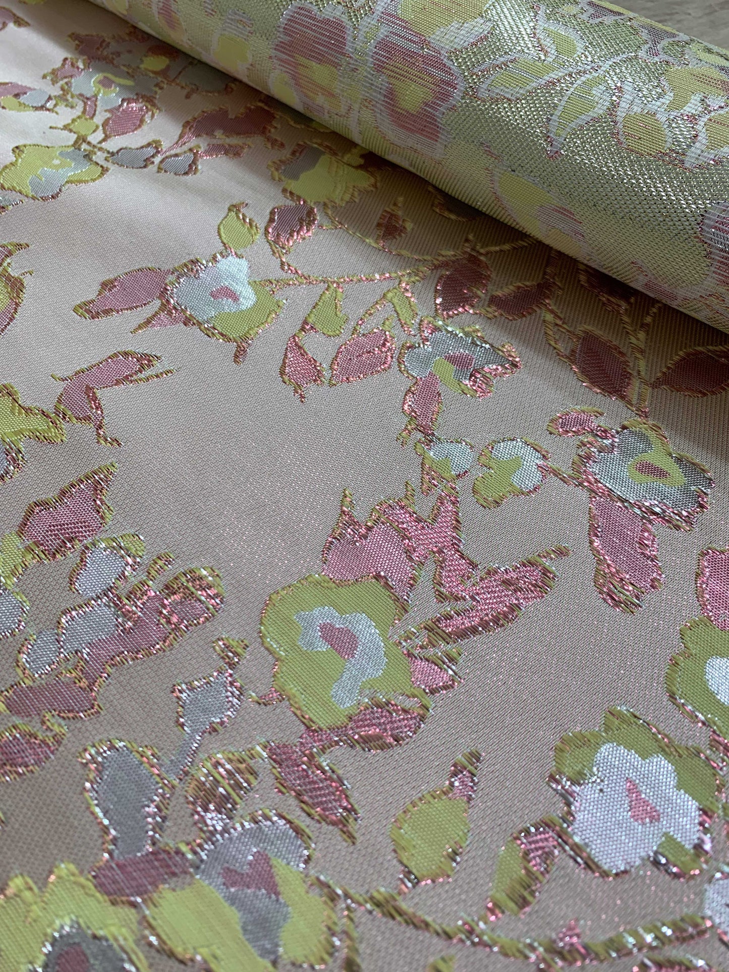 Pastel Floral Brocade Fabric