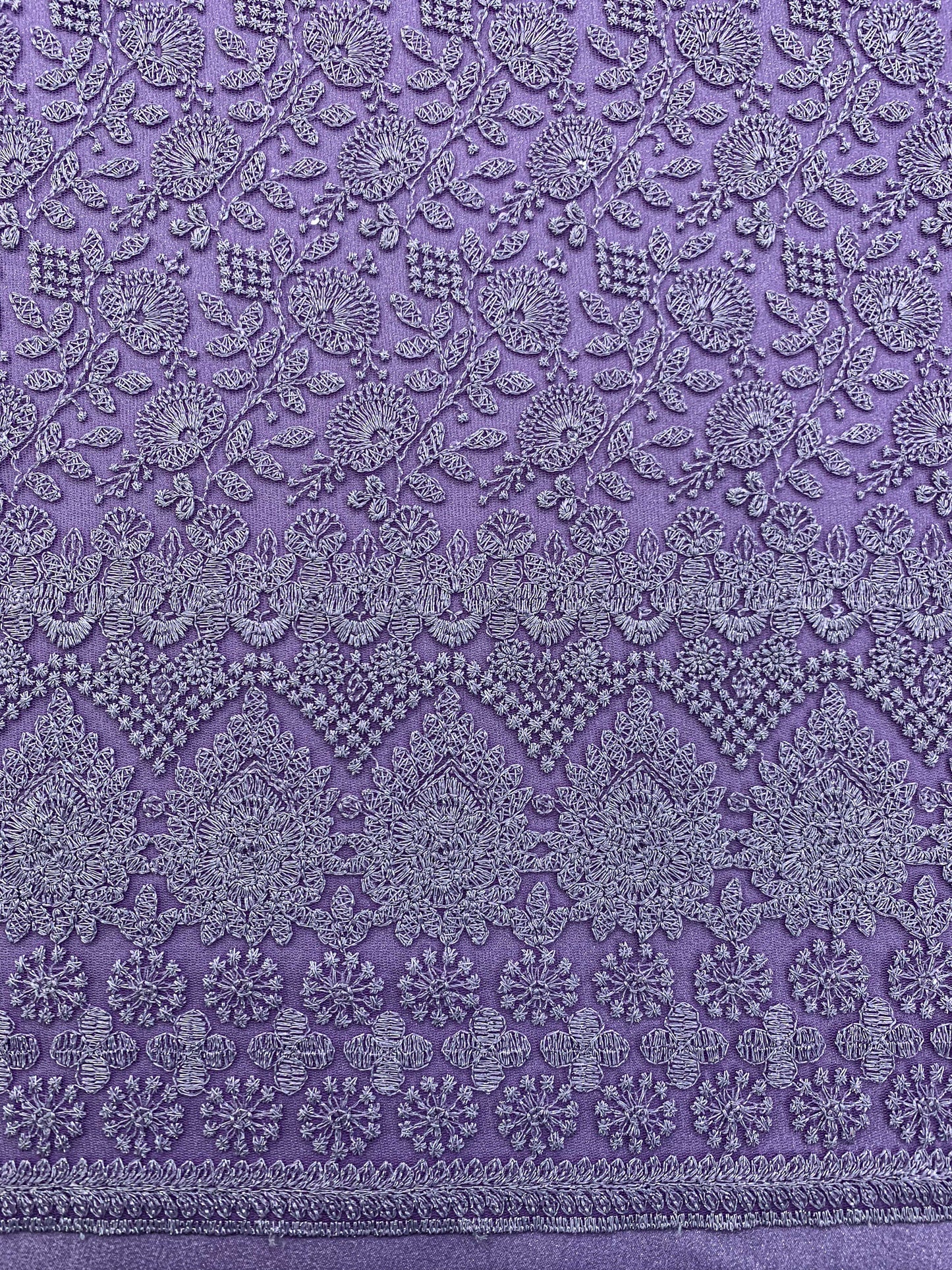 Shalom Lavender Sequin & Embroidery Border Lace Fabric