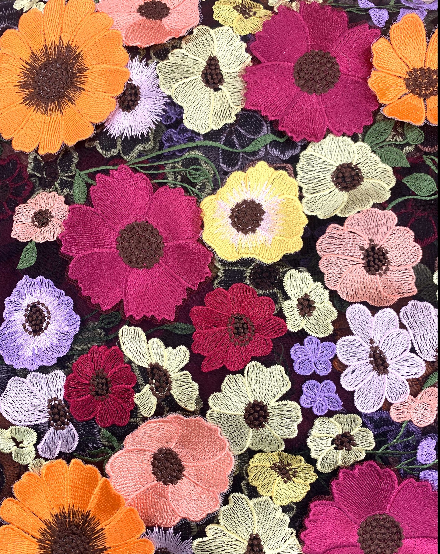 Summer Floral exquisite 3D Lace Fabric (Black)