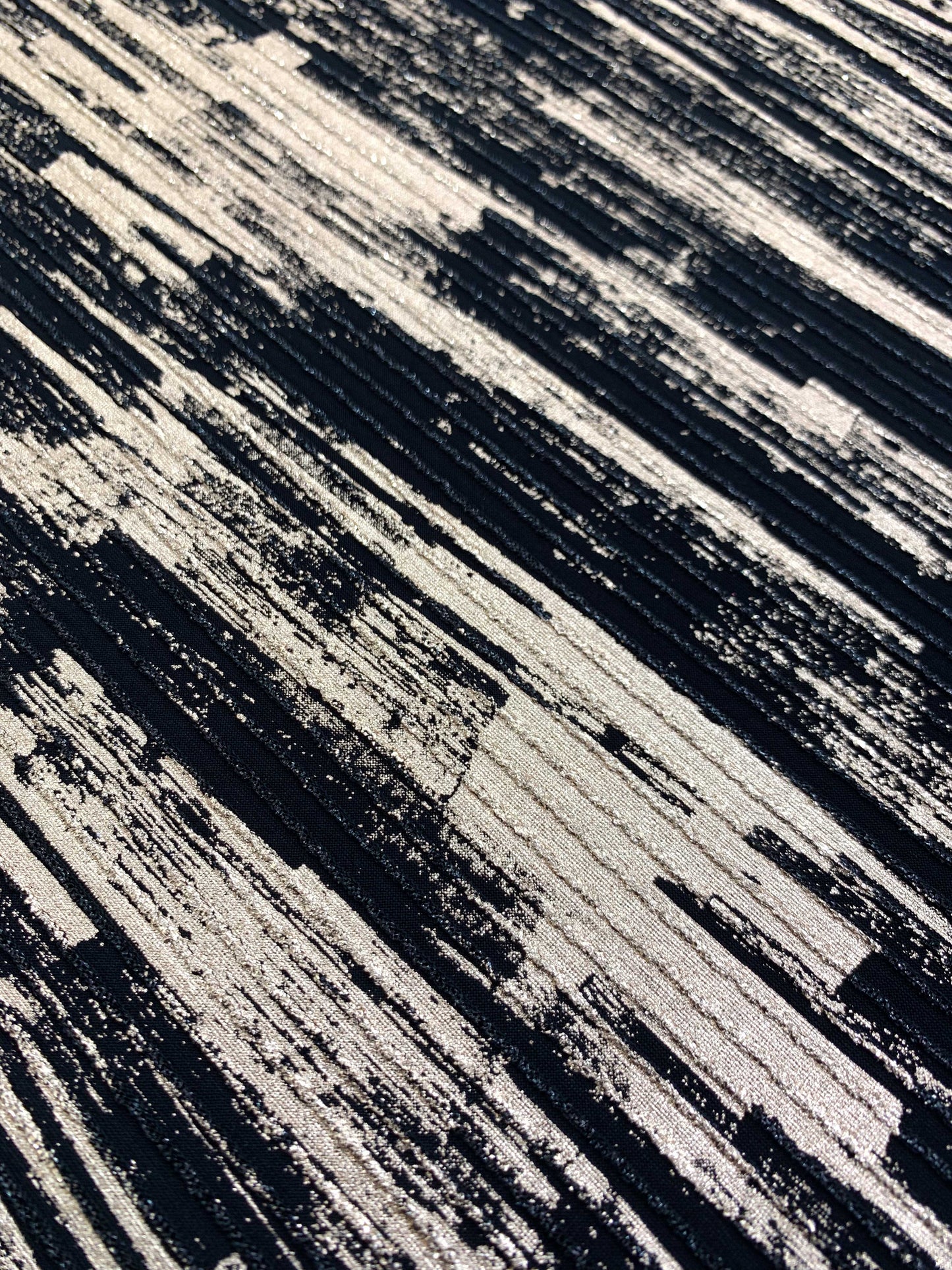 Zia Pleated & Stretchable Gold on Black Fabric