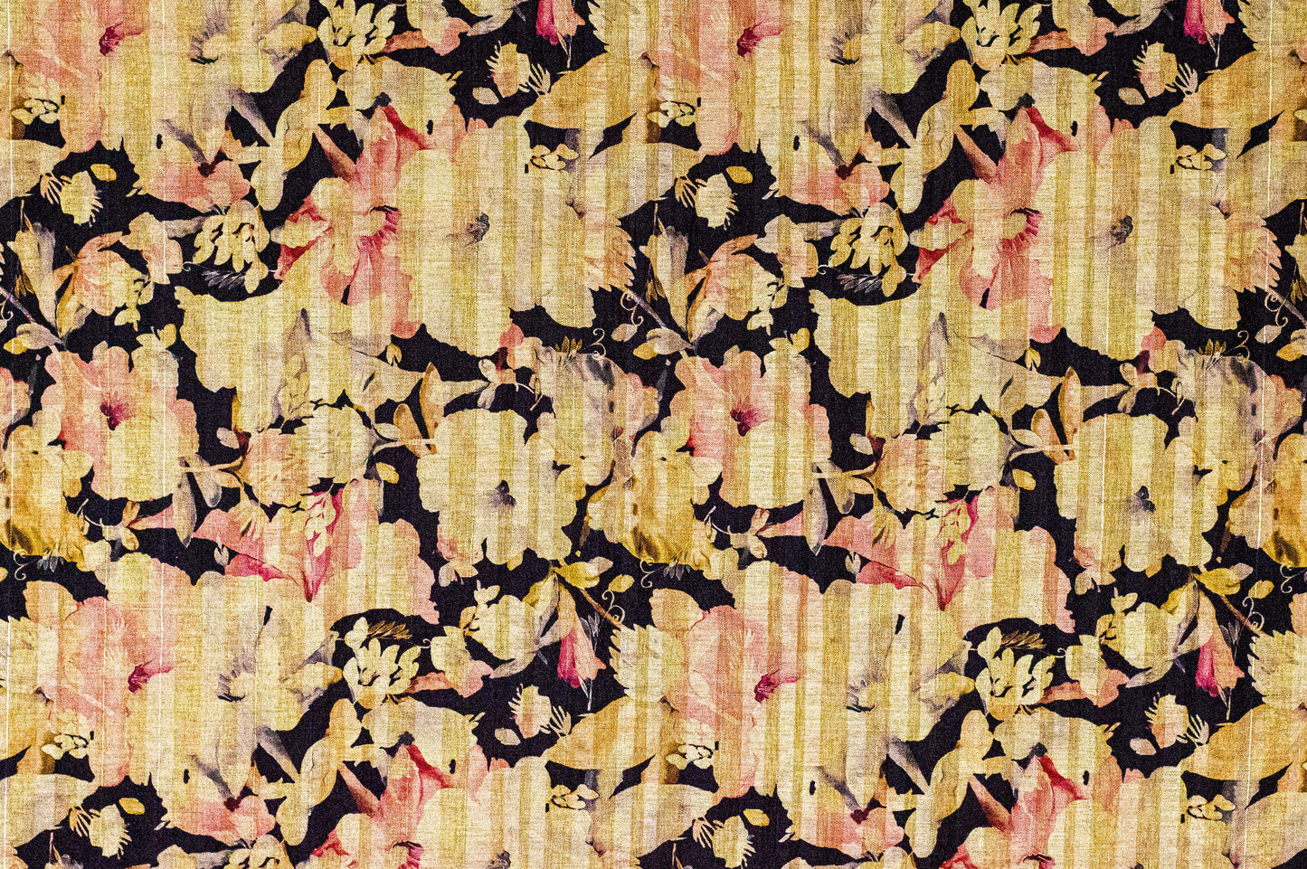 Immitation Raw Silk Floral Beige Fabric
