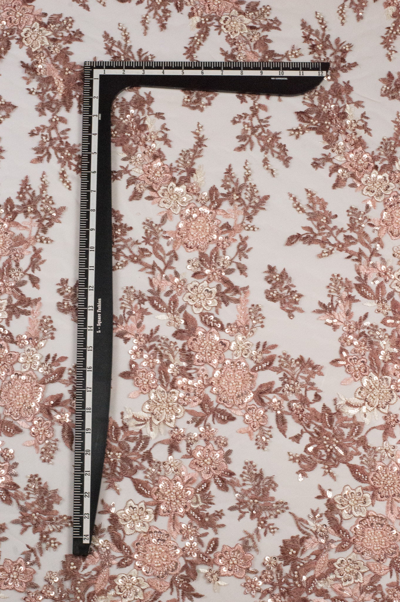 Hyraa Floral Heavy Lace Rose 54"