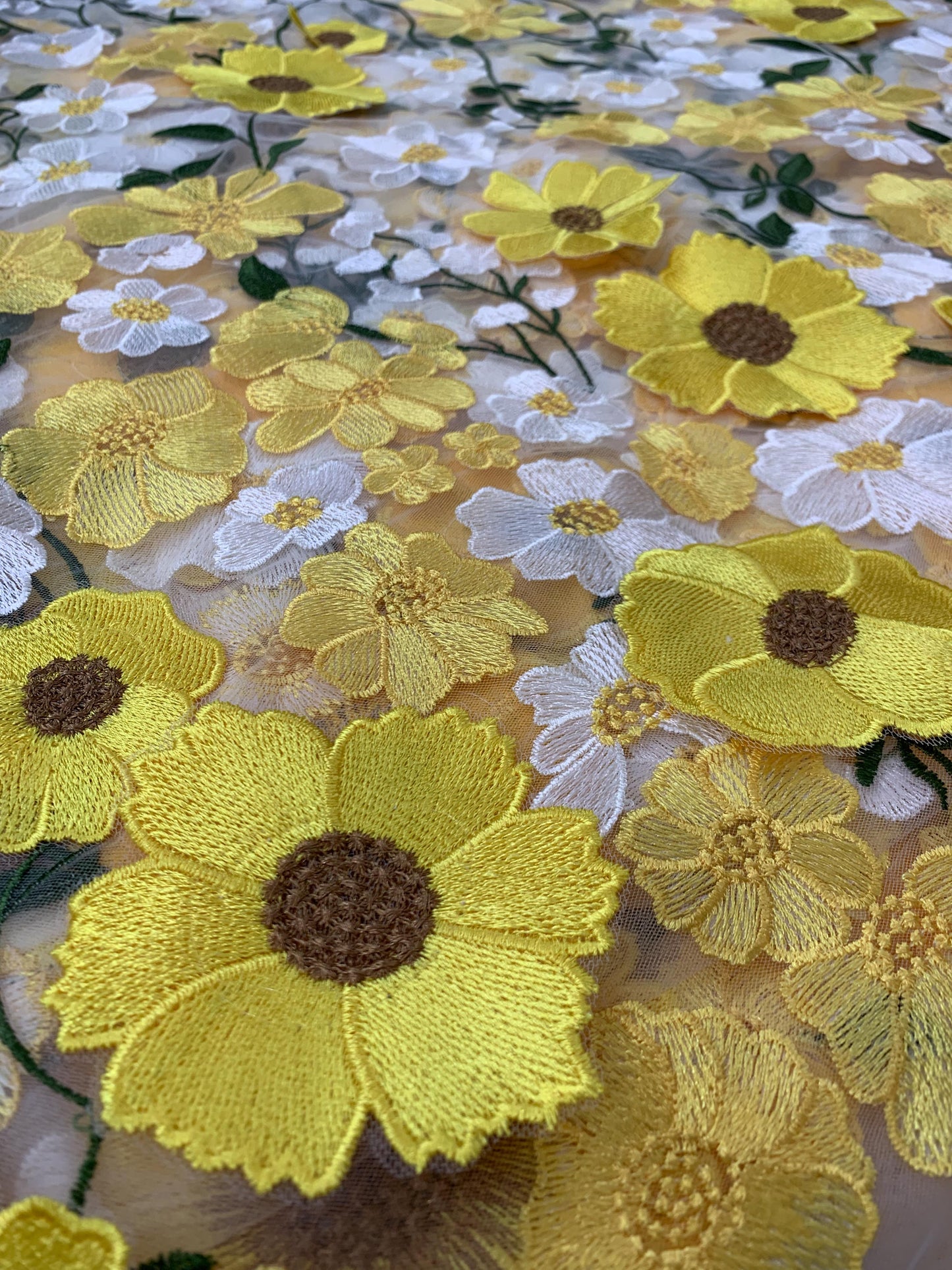 Summer Floral exquisite 3D Lace Fabric (Yellow)