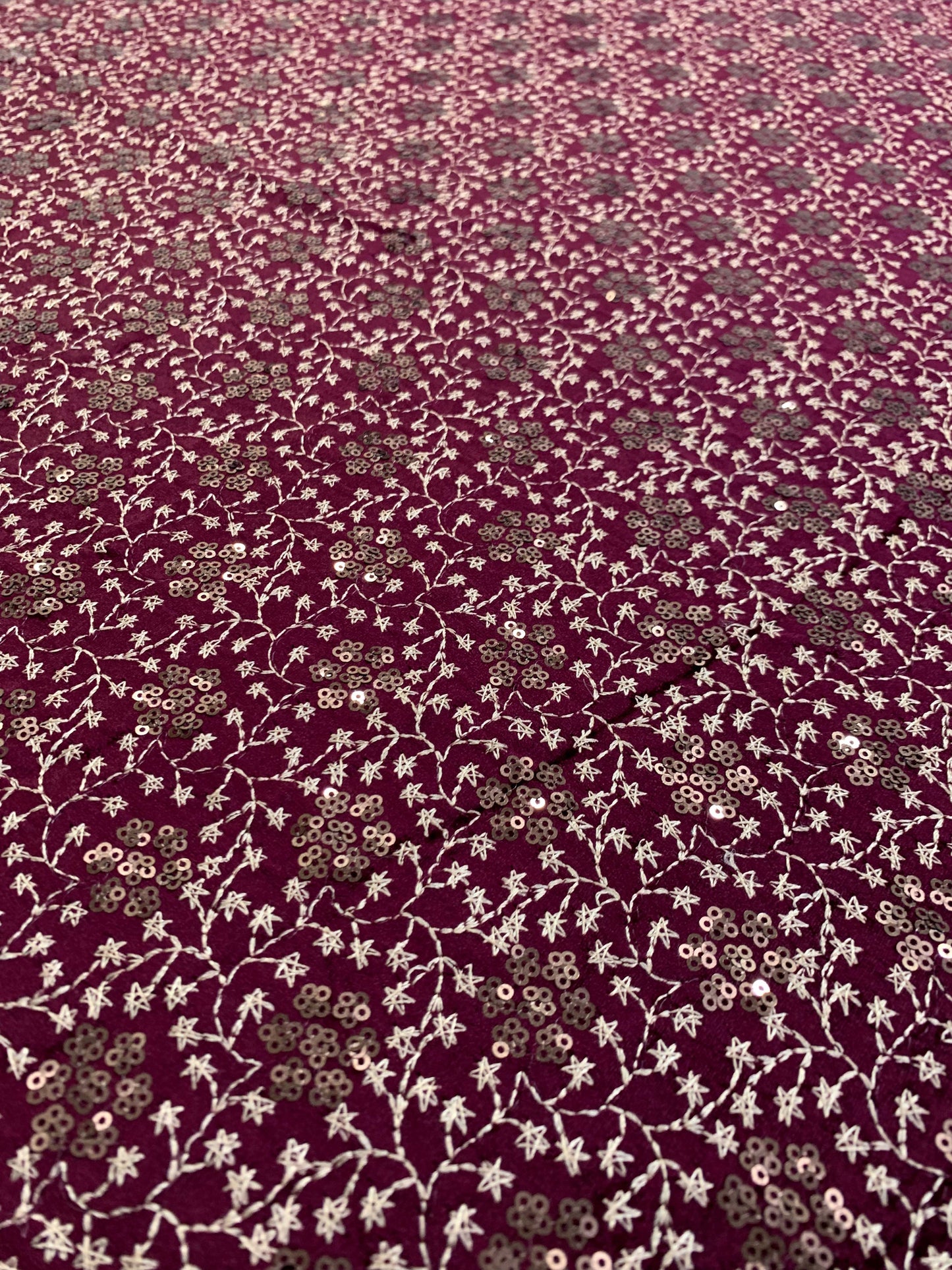 Heritage Velvet Embroidery and Sequin Maroon Fabric
