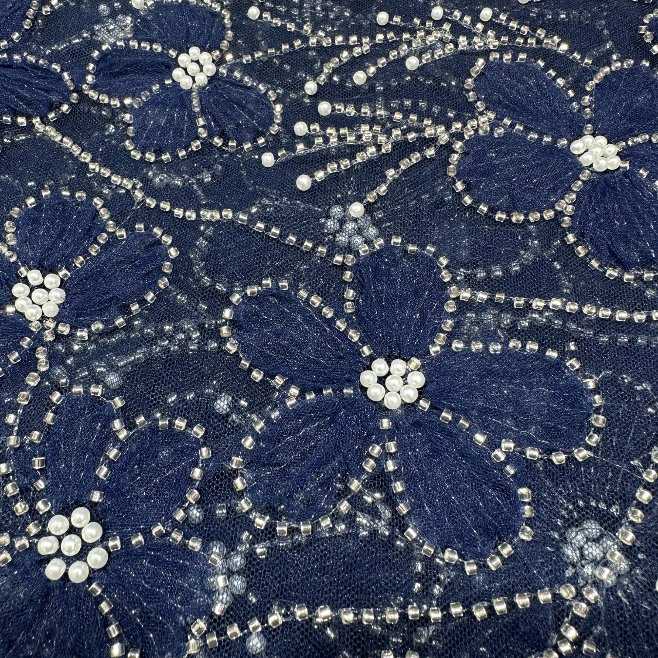 Blue Ribbon Floral Handwork Net 56" Fabric