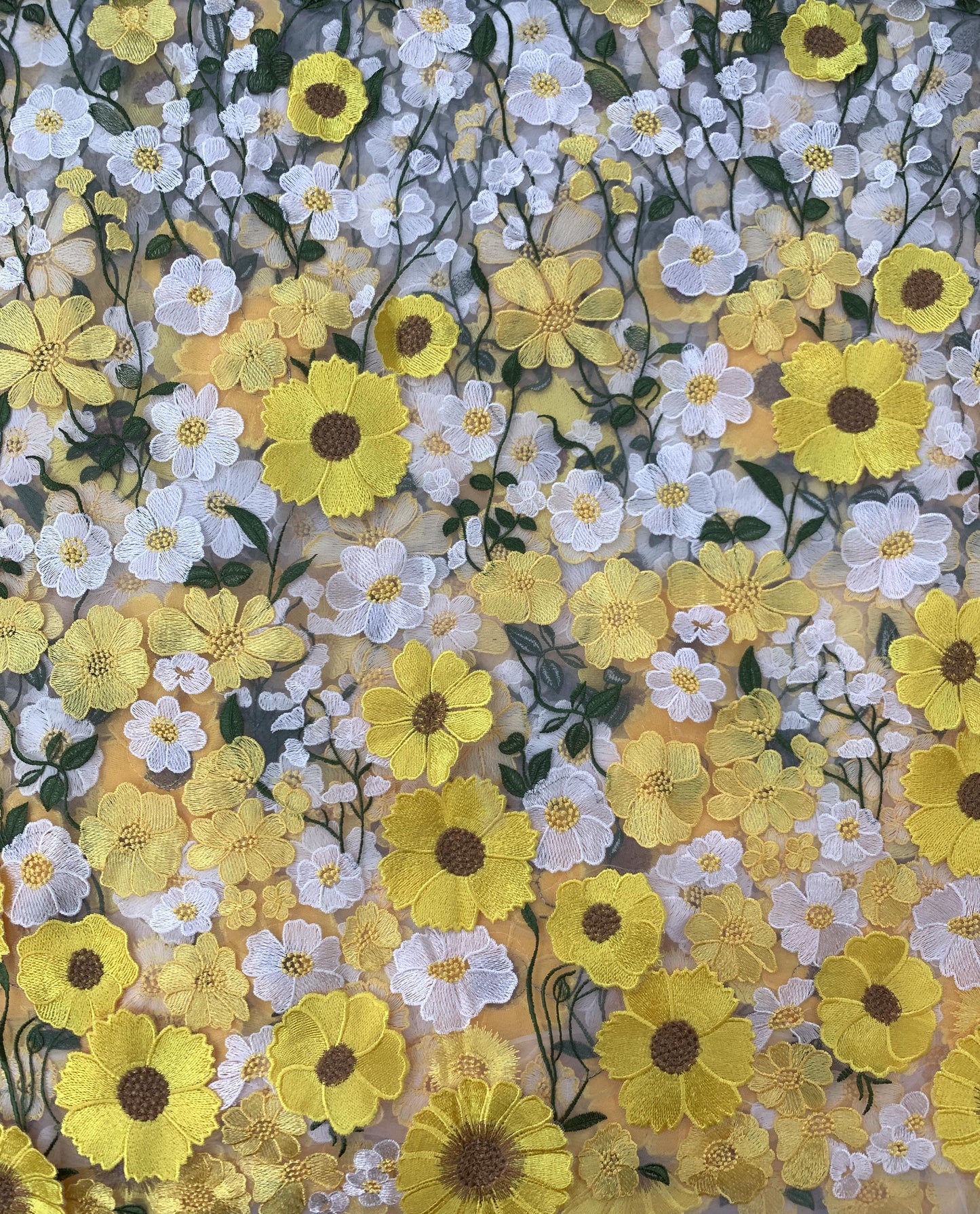 Summer Floral exquisite 3D Lace Fabric (Yellow)