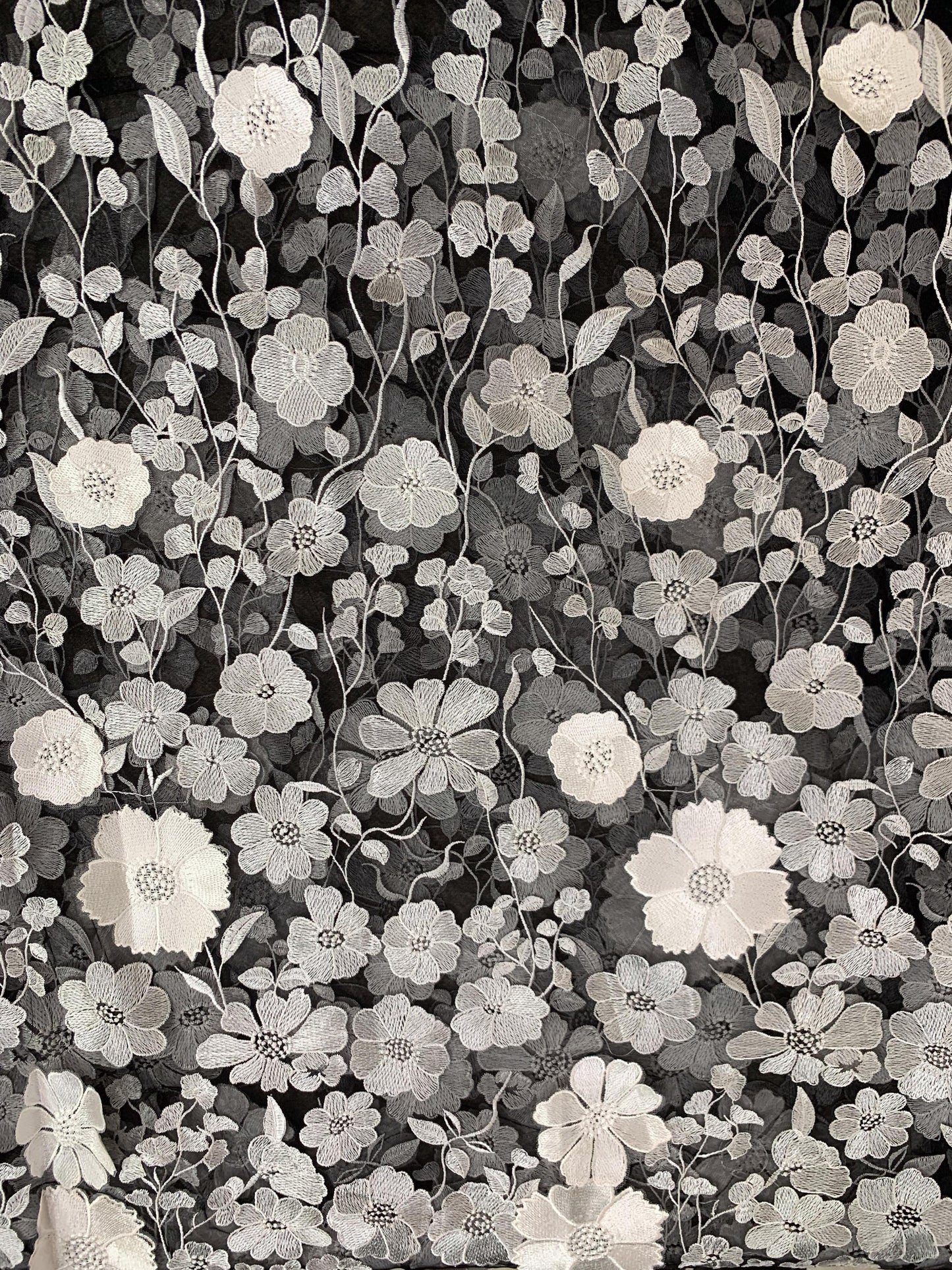 Summer Floral exquisite 3D Lace Fabric (black and white)
