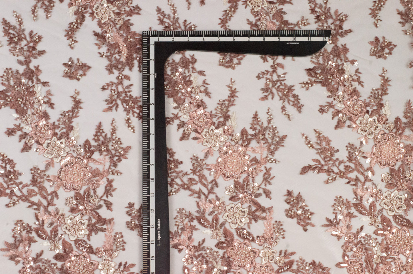 Hyraa Floral Heavy Lace Rose 54"