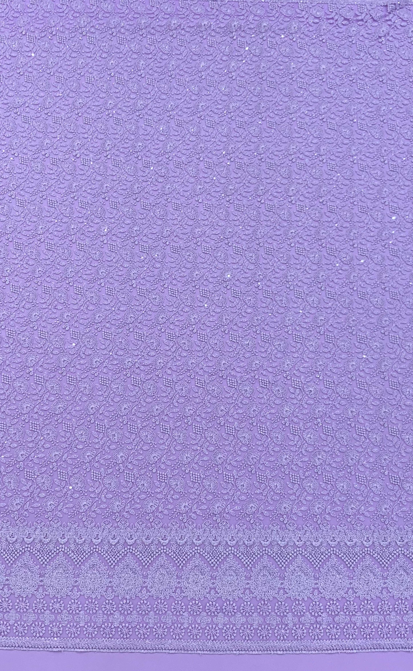 Shalom Lavender Sequin & Embroidery Border Lace Fabric