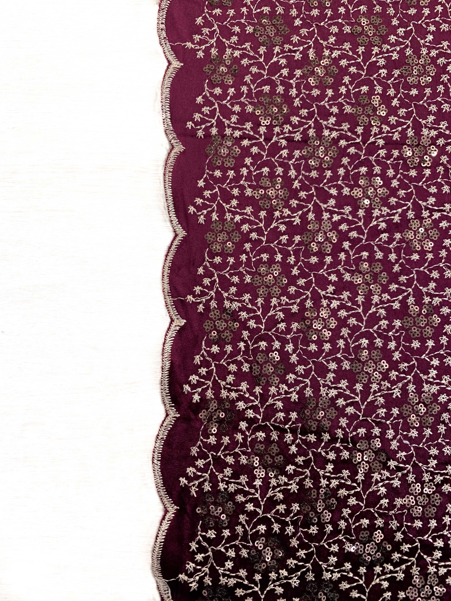 Heritage Velvet Embroidery and Sequin Maroon Fabric