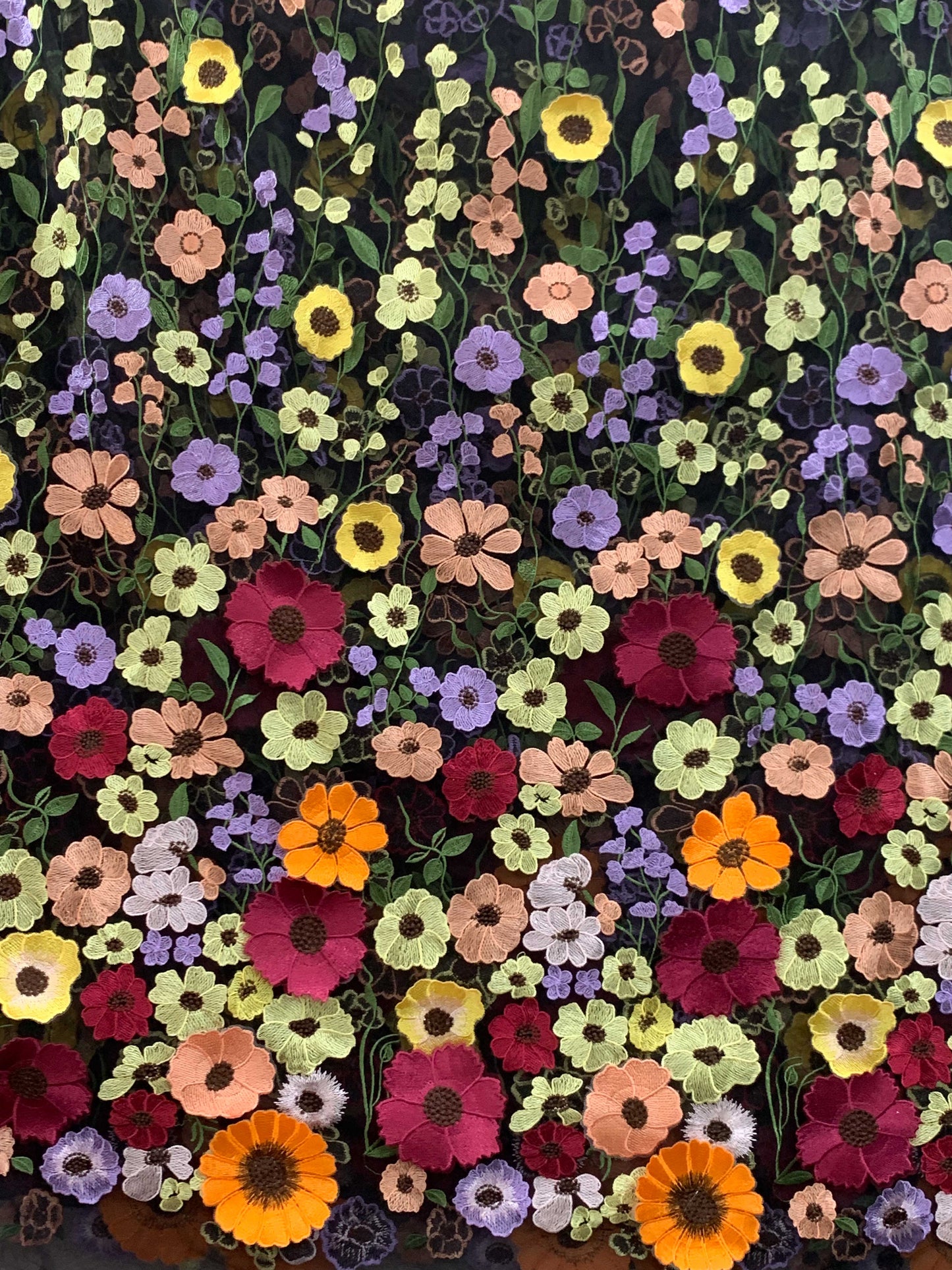 Summer Floral exquisite 3D Lace Fabric (Black)