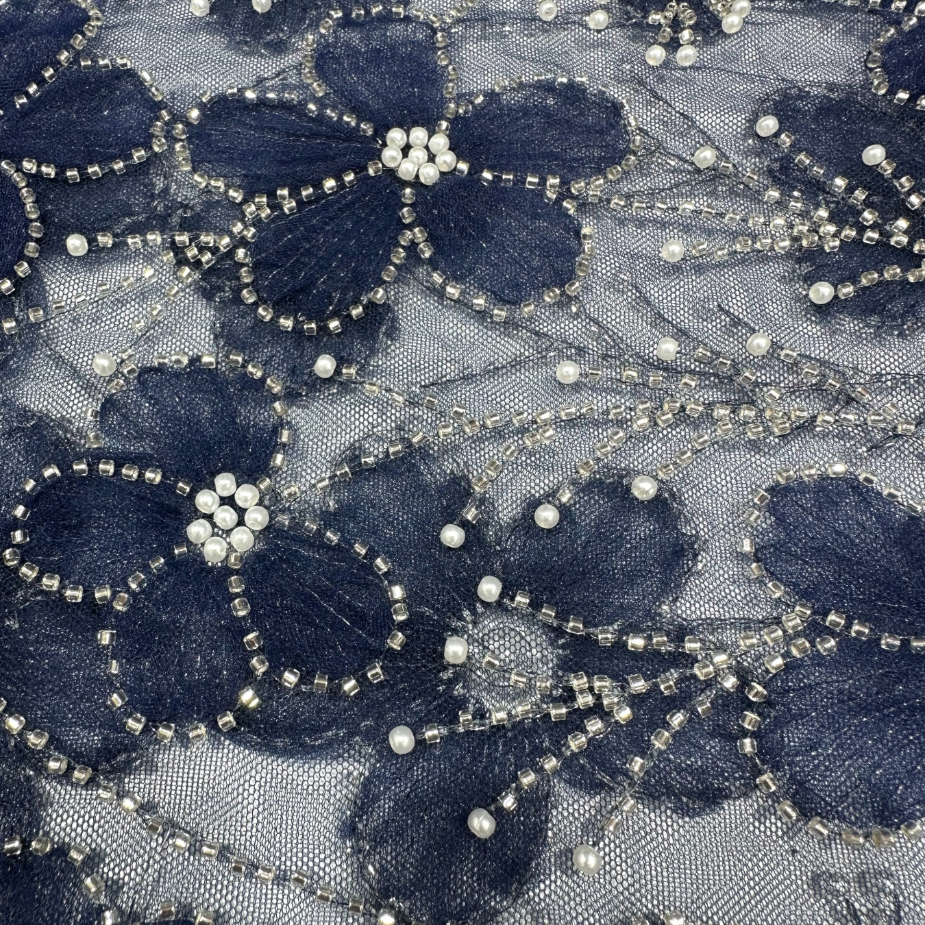 Blue Ribbon Floral Handwork Net 56" Fabric