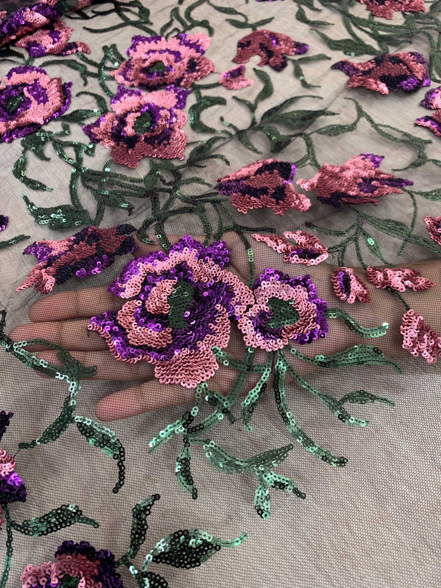 Garden Sequin Floral Lace Fabric