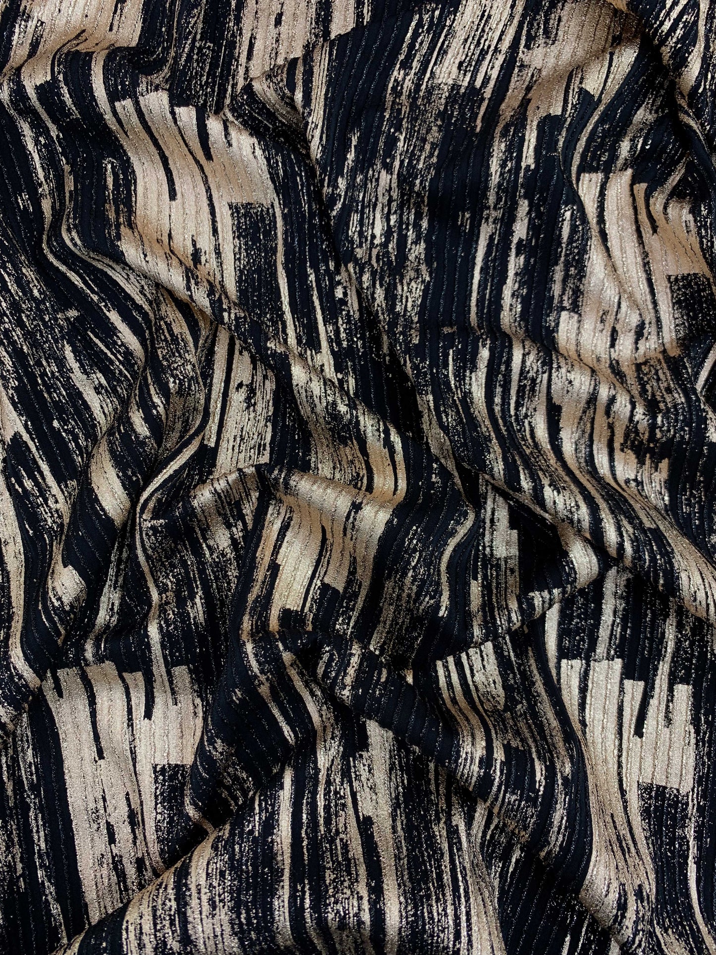 Zia Pleated & Stretchable Gold on Black Fabric