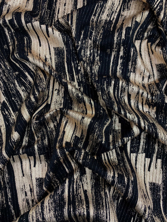 Zia Pleated & Stretchable Gold on Black Fabric