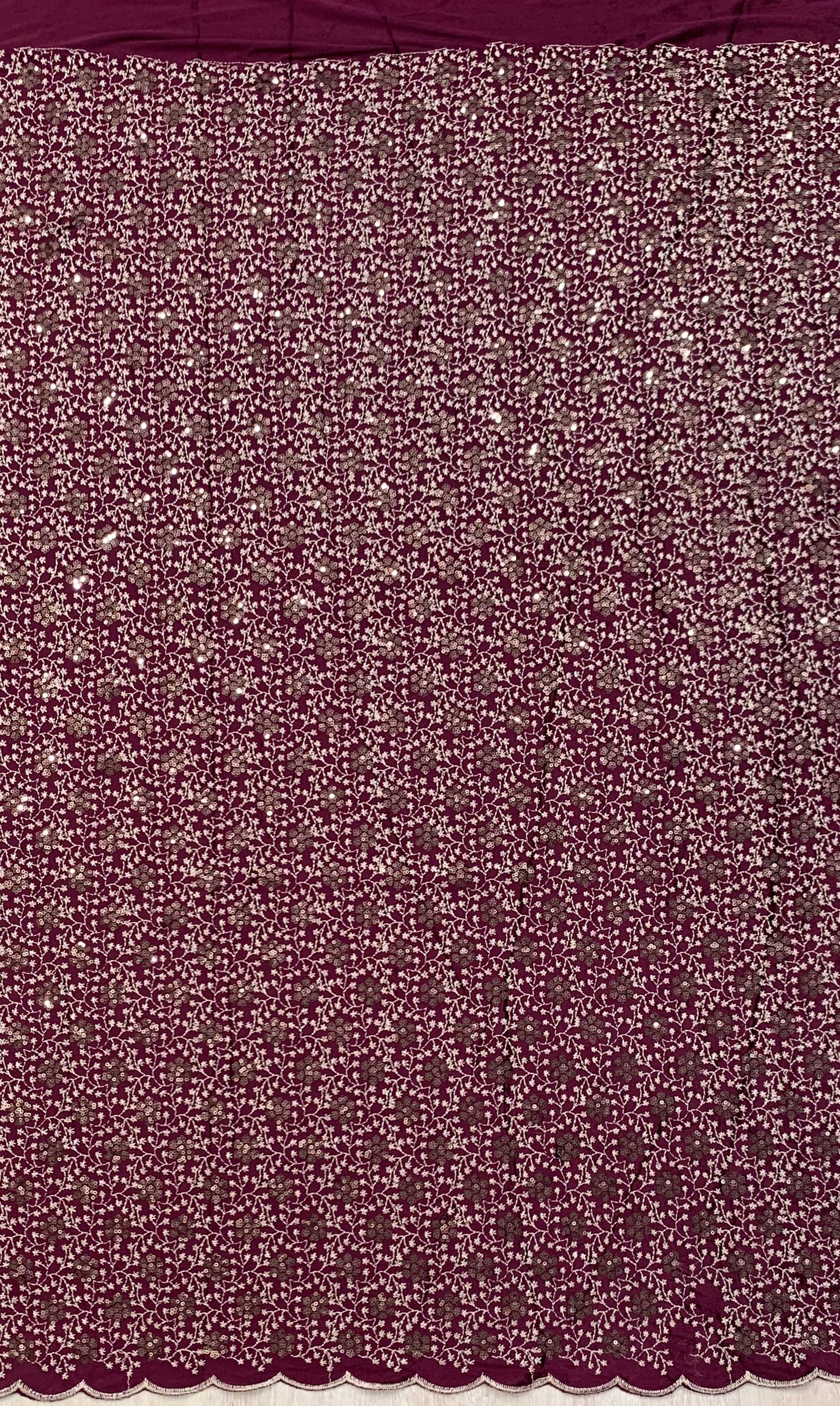 Heritage Velvet Embroidery and Sequin Maroon Fabric