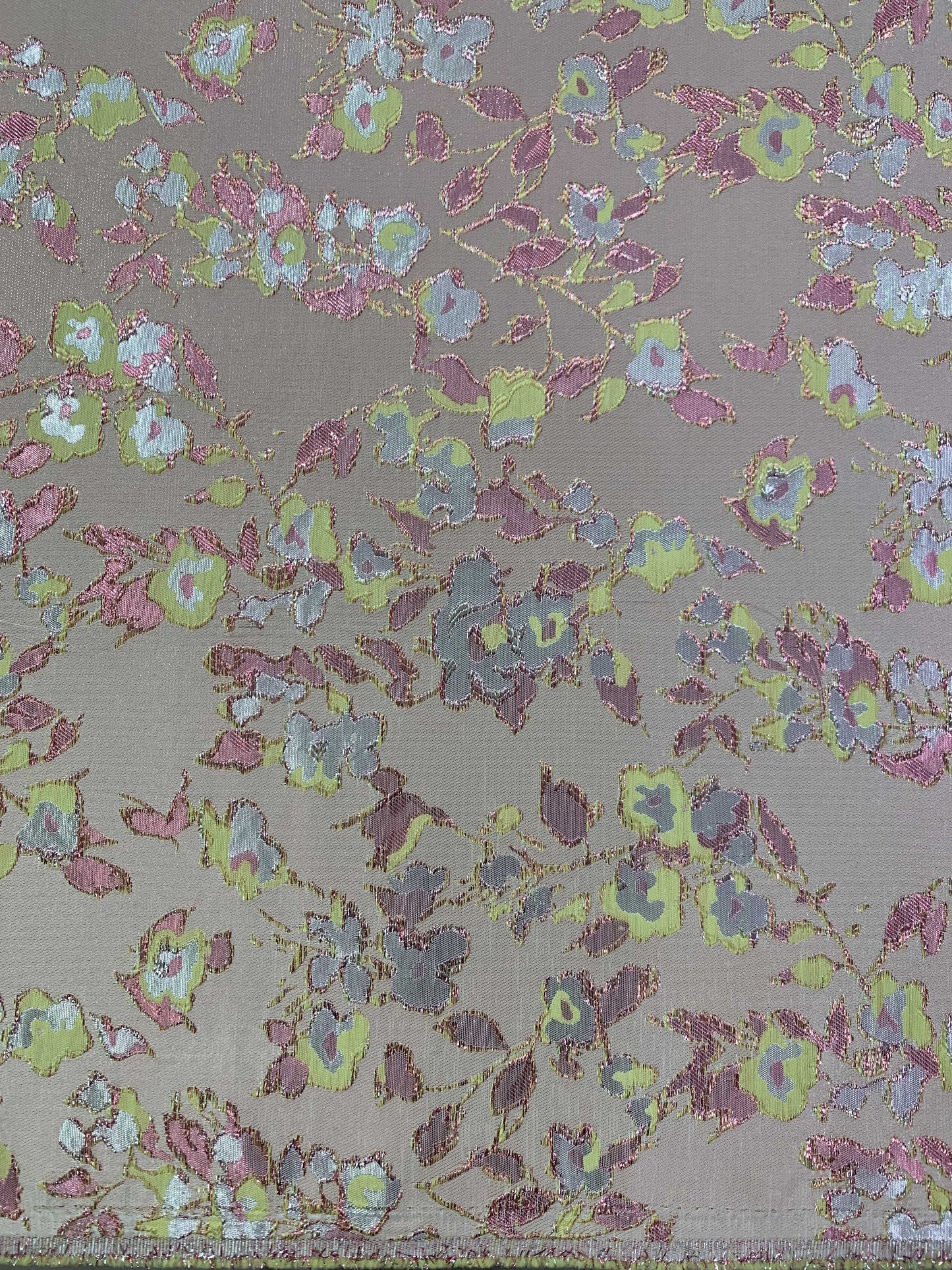 Pastel Floral Brocade Fabric