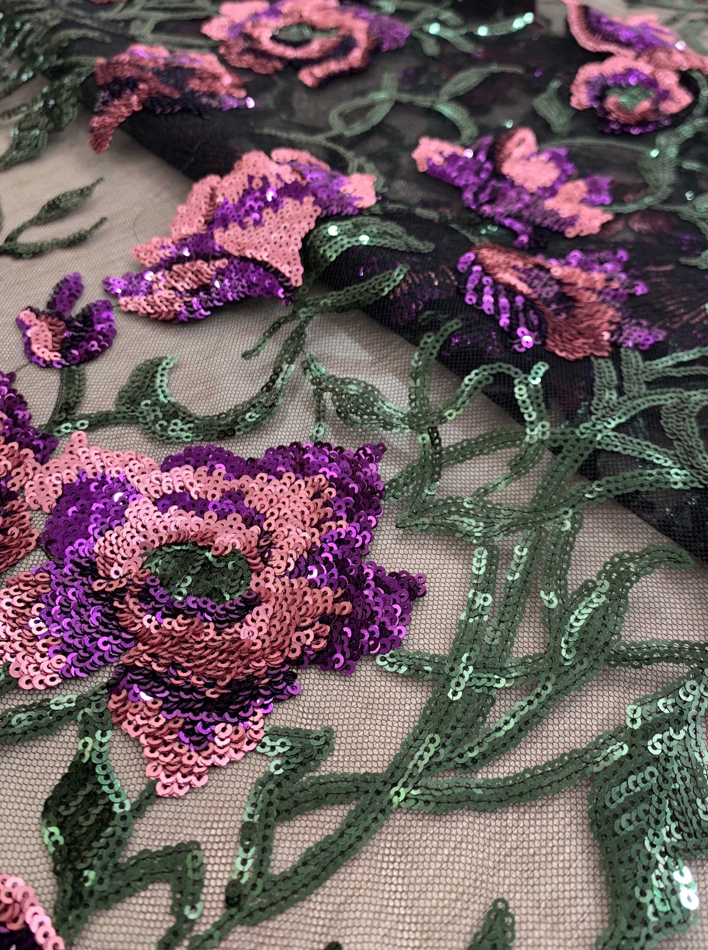 Garden Sequin Floral Lace Fabric