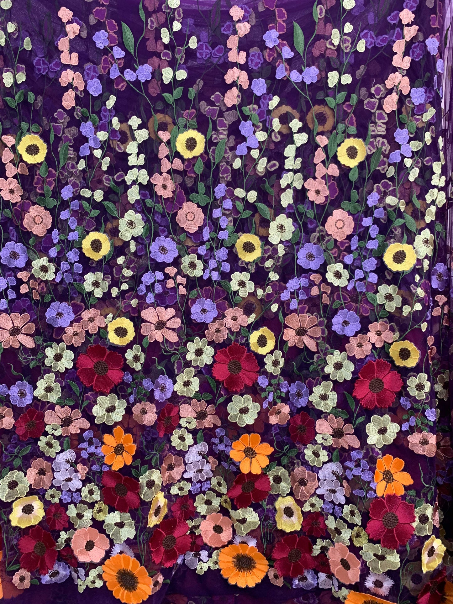 Summer Floral exquisite 3D Lace Fabric (Dark Purple)
