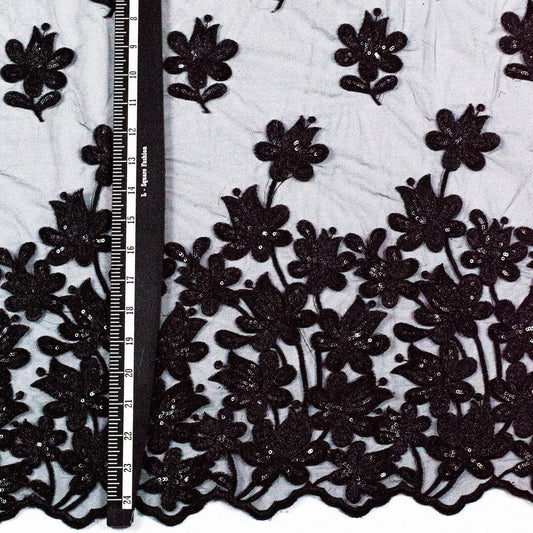 Marcus Net Embroidery Handwork Net Black 54" Fabric
