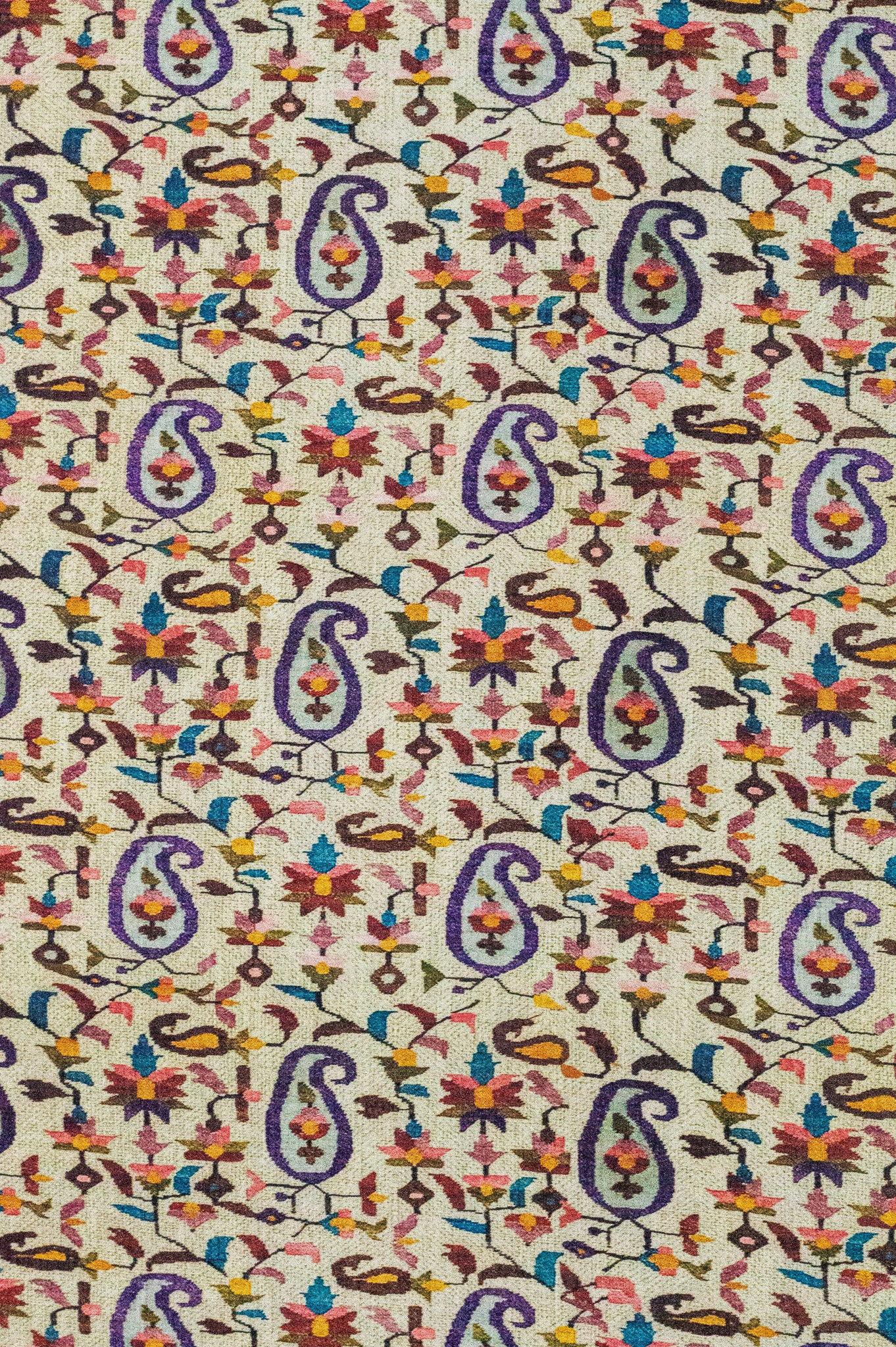 Cotton Viscose Kashmiri Print on Beige