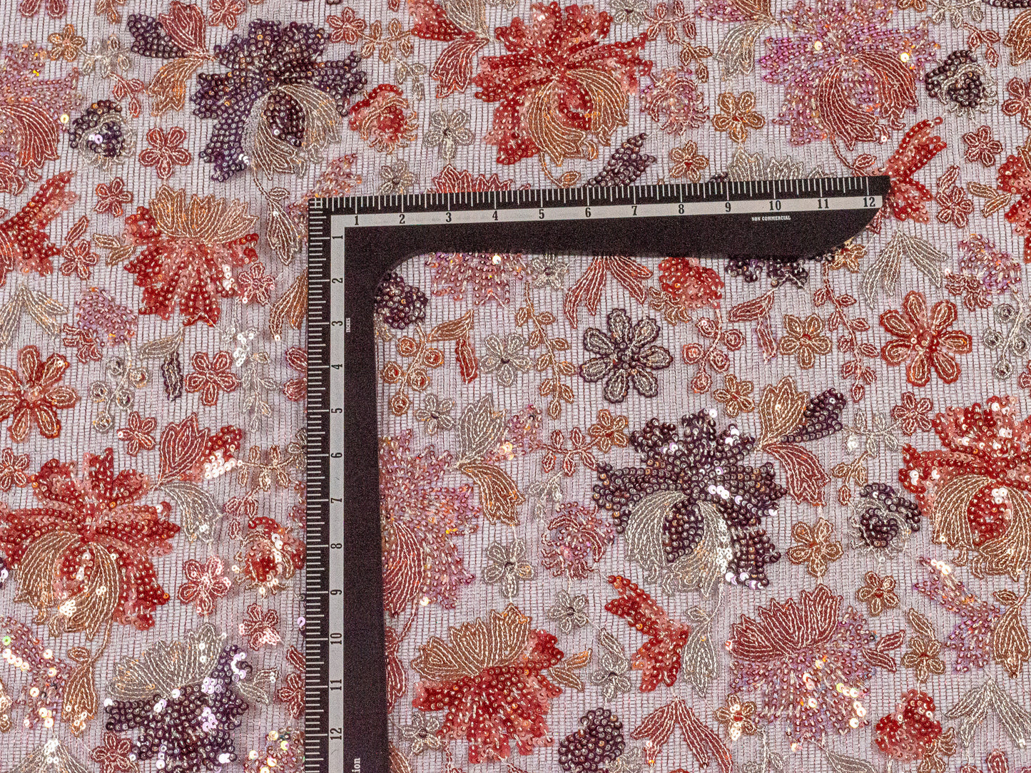 Sequin Handwork Net on Net Maroon 54" Fabric