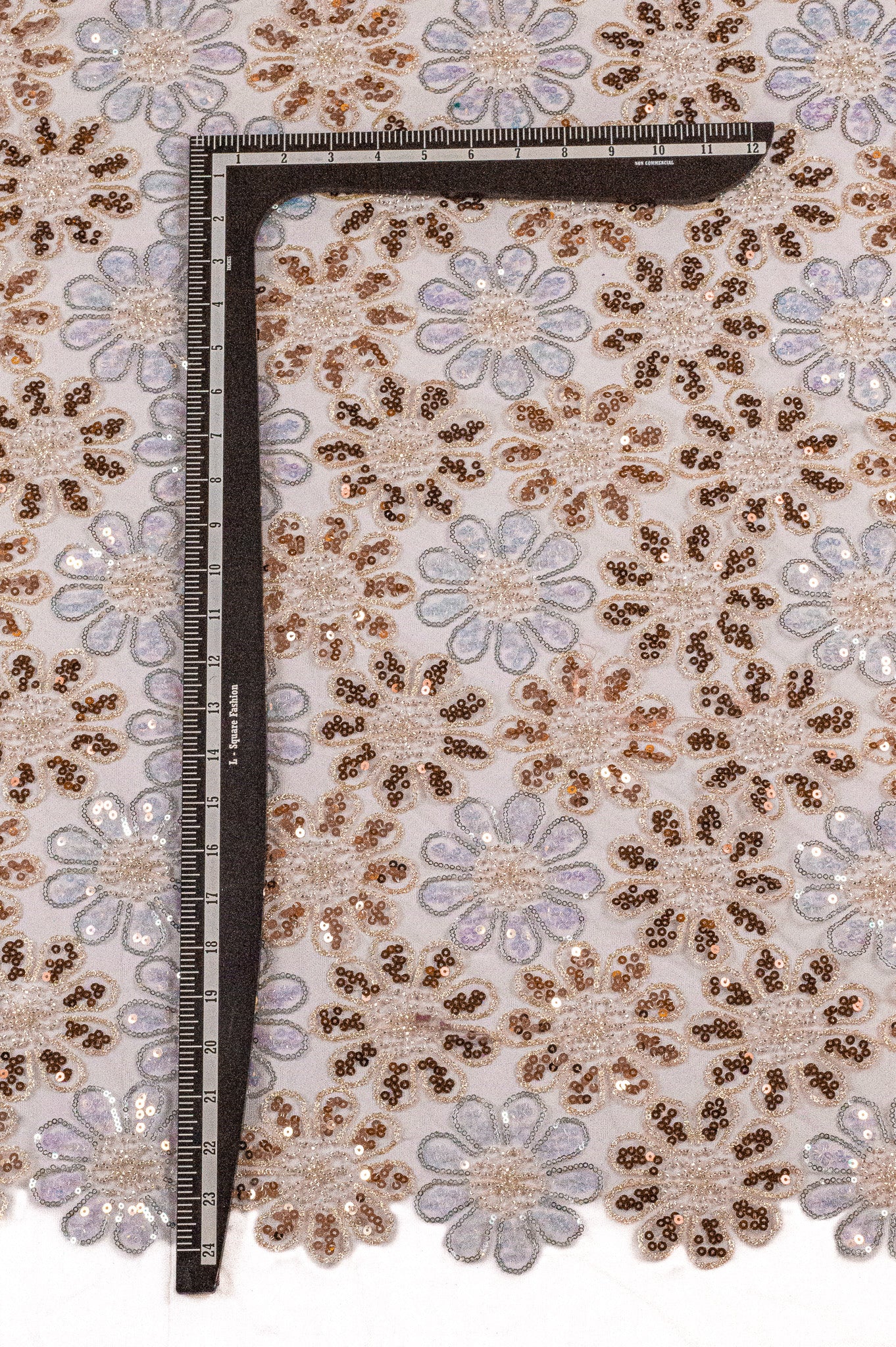 Sequin handwork Net Floral Maroon on Soft Net 54" Fabric