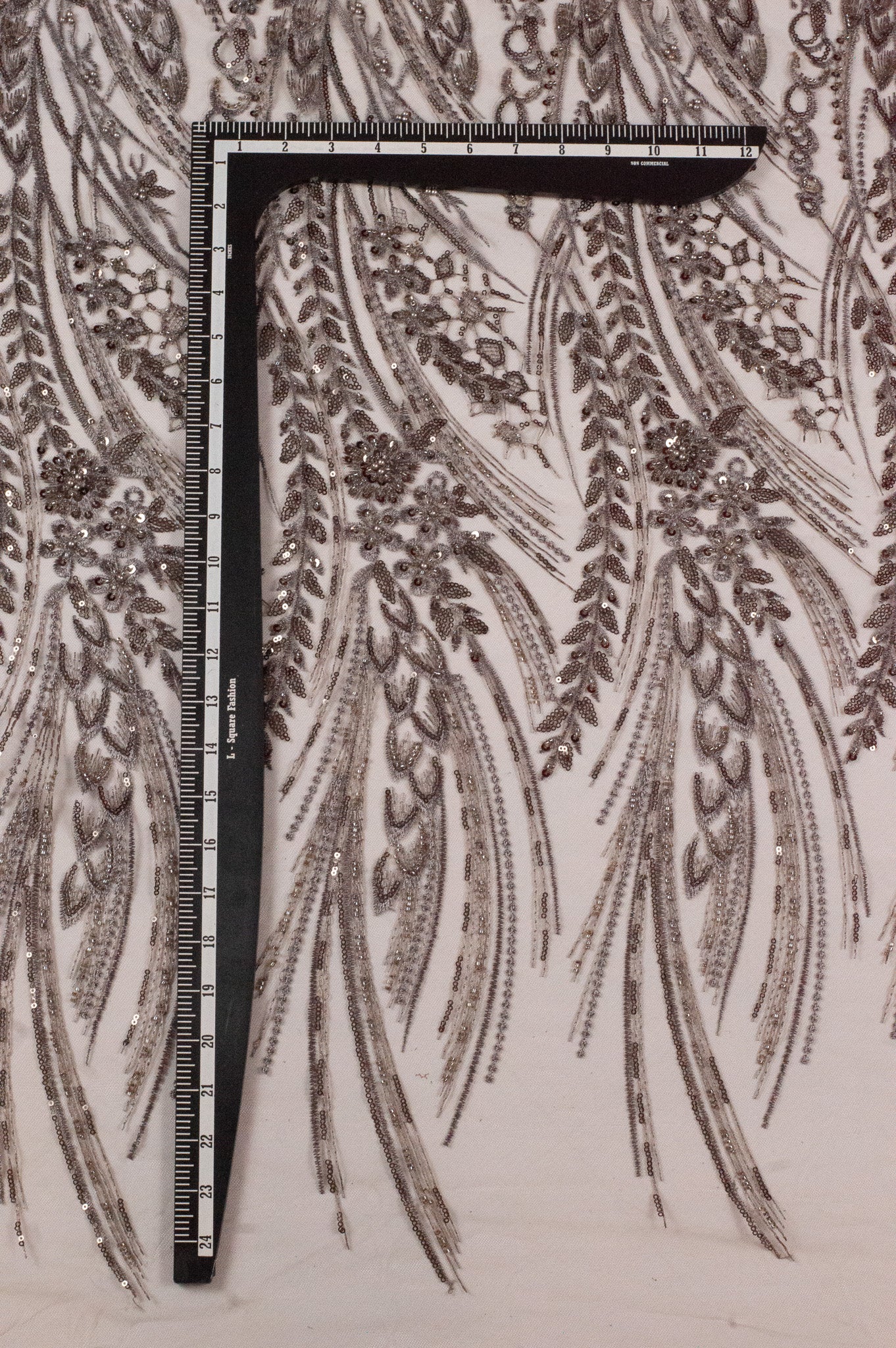 Bridal Handwork Net Heavy Floral Taupe 54" Fabric