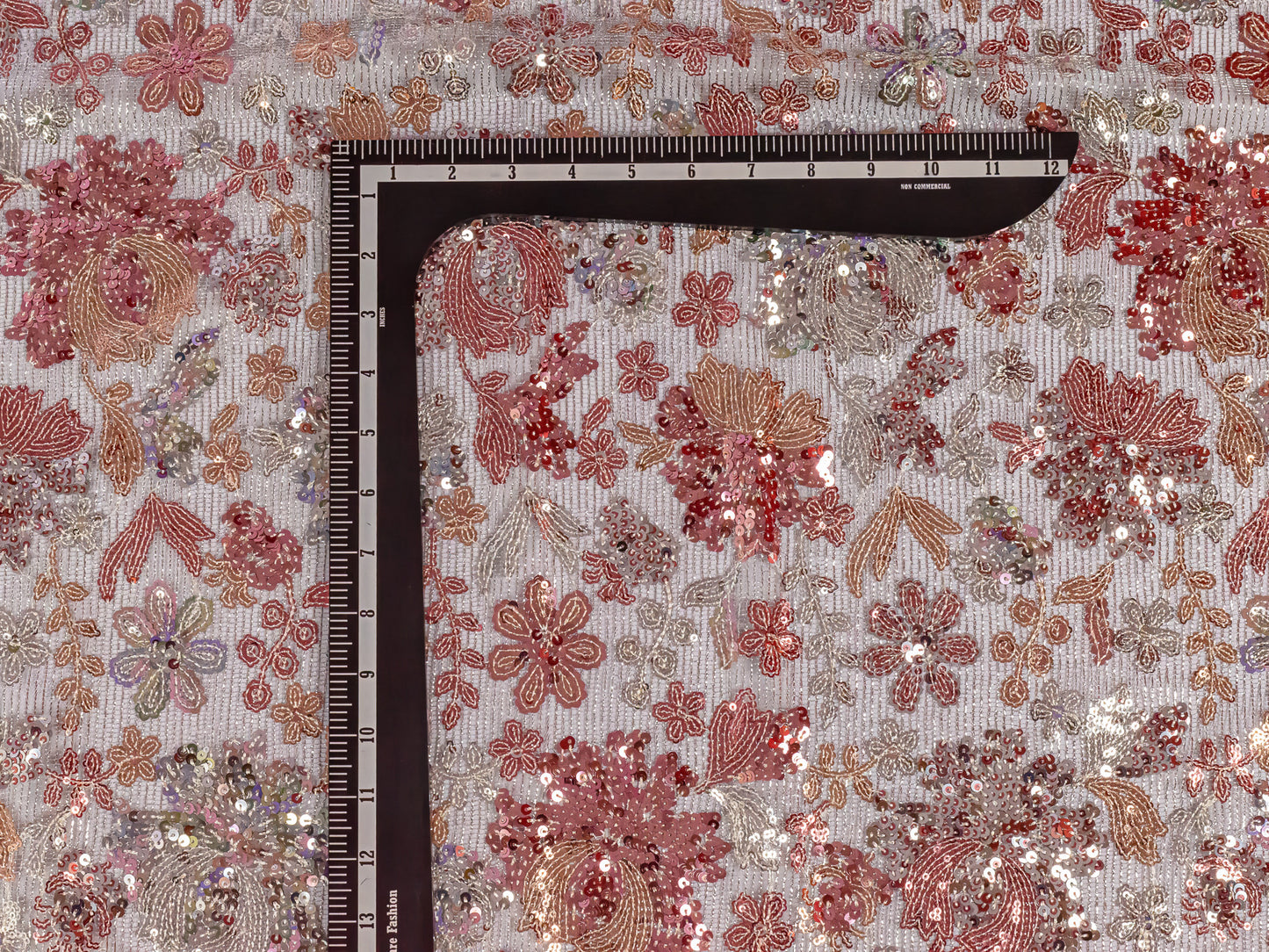 Sequin Handwork Net on Net Silver 54" Fabric