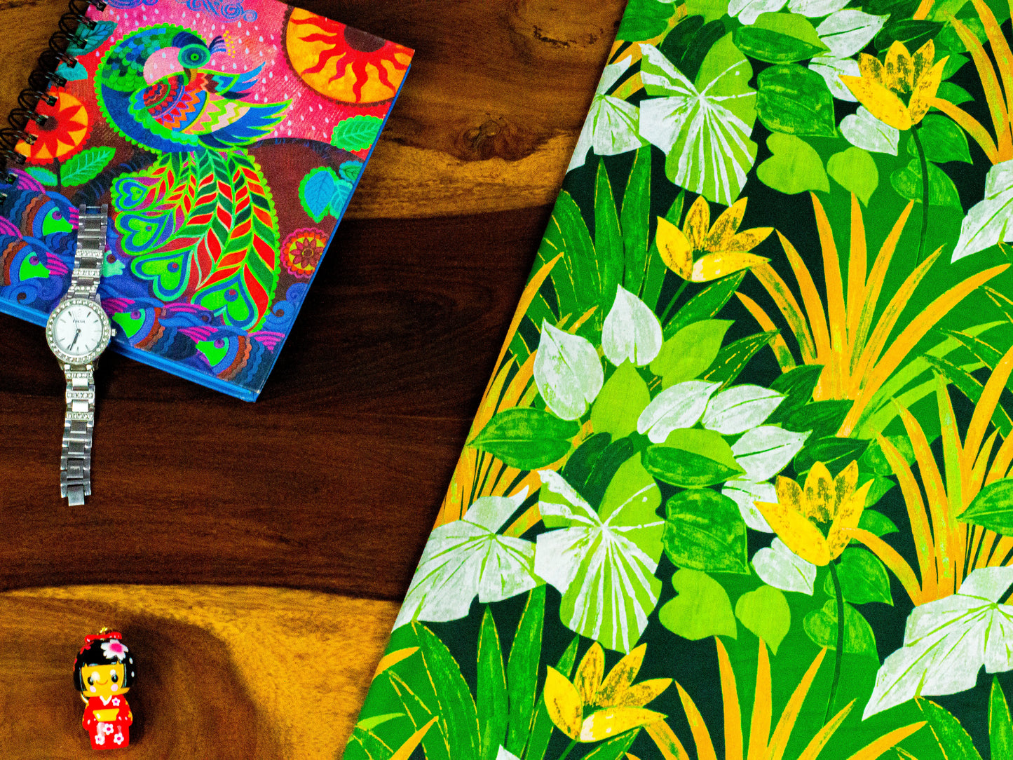 Tropical Print Jungle Green Fabric