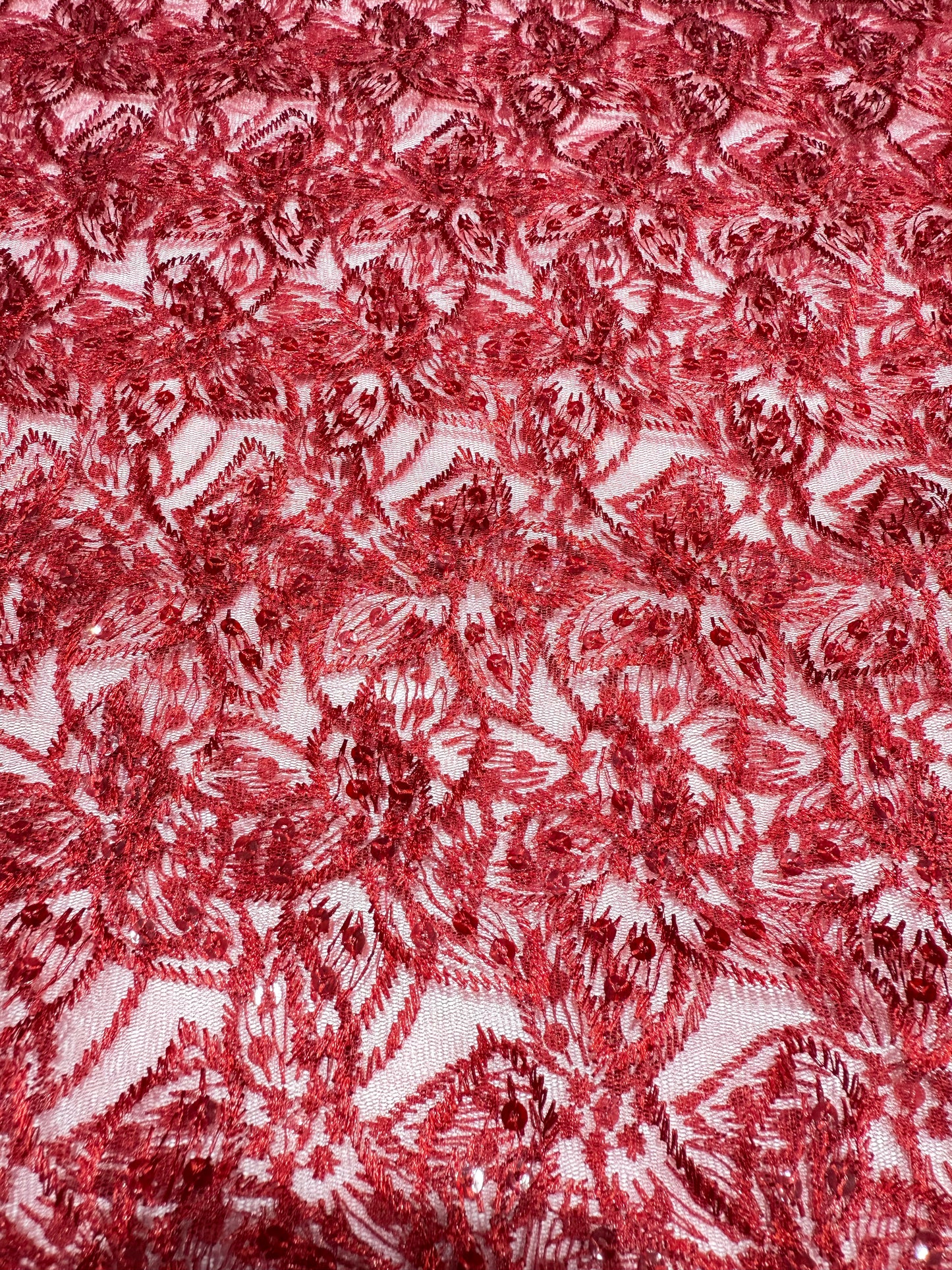 Red Embroidery Floral Lace 56" Fabric
