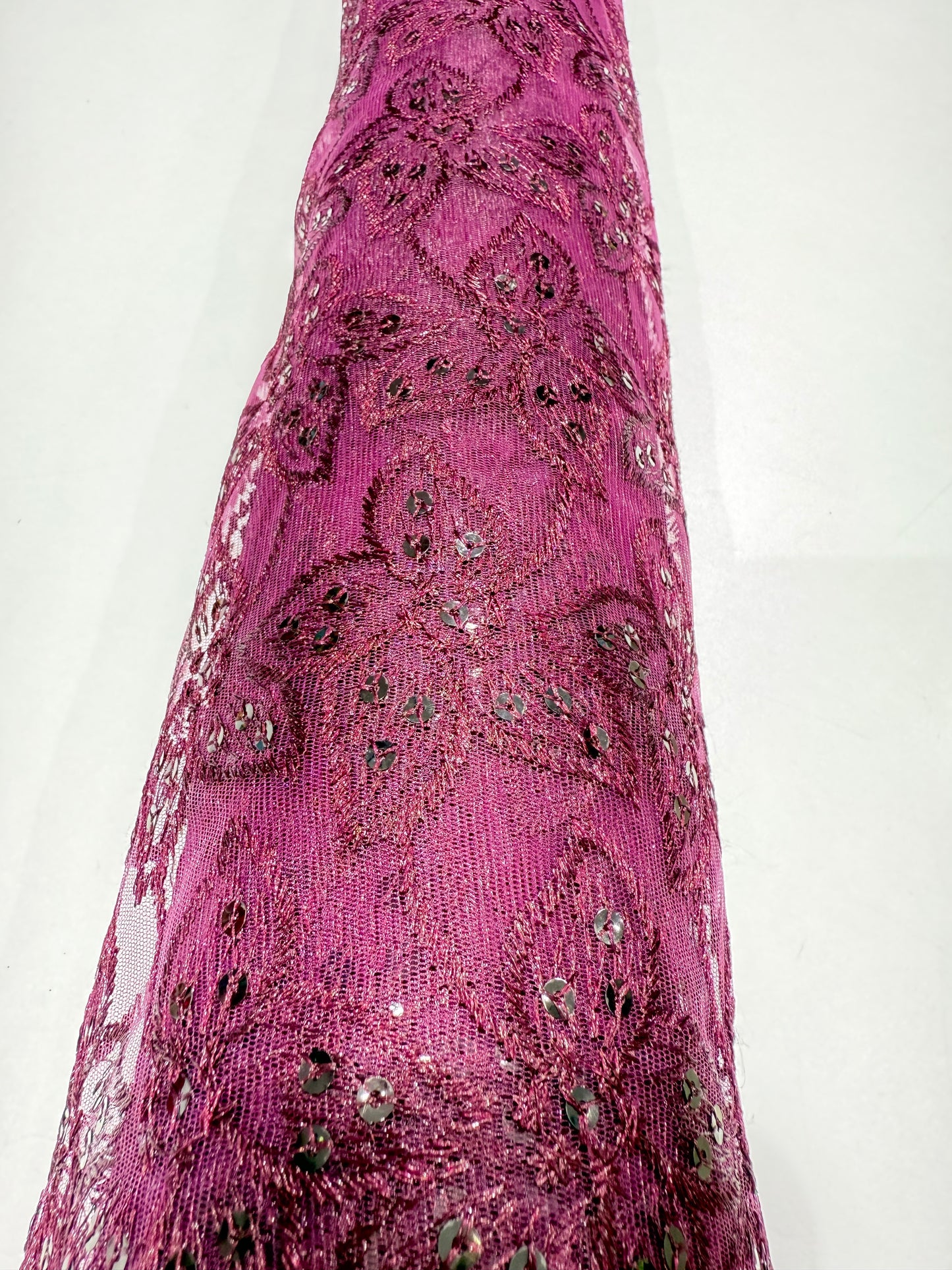 Wine Embroidery Floral Lace 56" Fabric