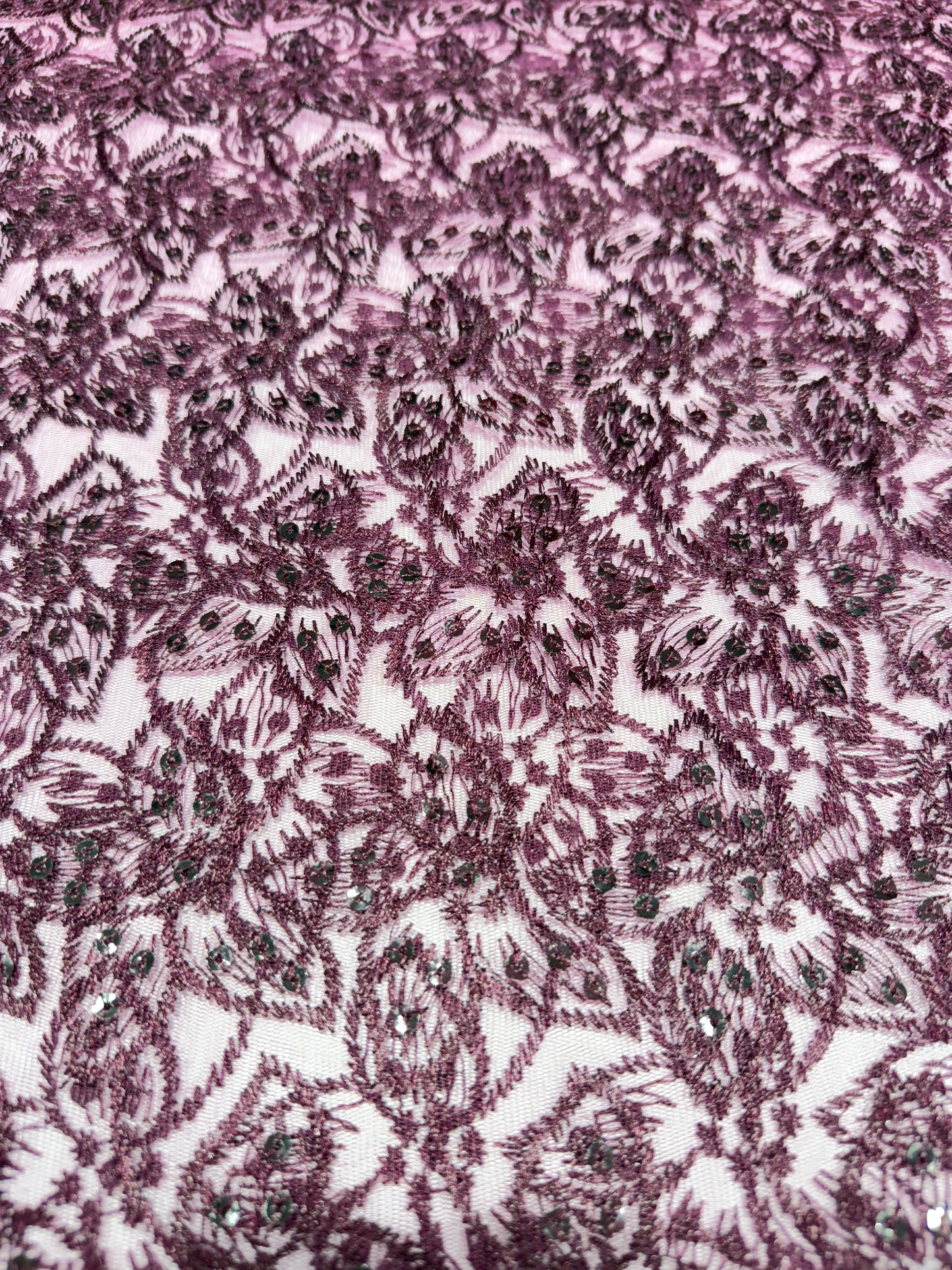 Wine Embroidery Floral Lace 56" Fabric