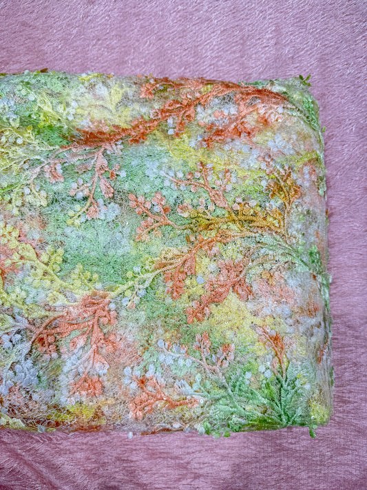 Yellow and Orange Blossom Garden Handwork Net 56" Fabric