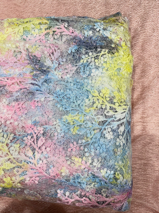 Multicolor Blossom Garden Handwork Net 56" Fabric