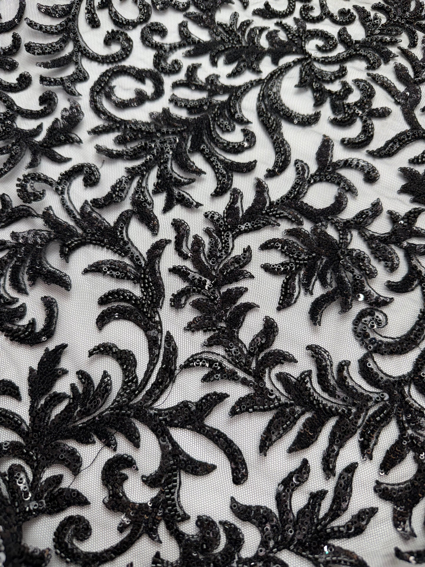 Eleganza Black Sequin Lace 56" Fabric