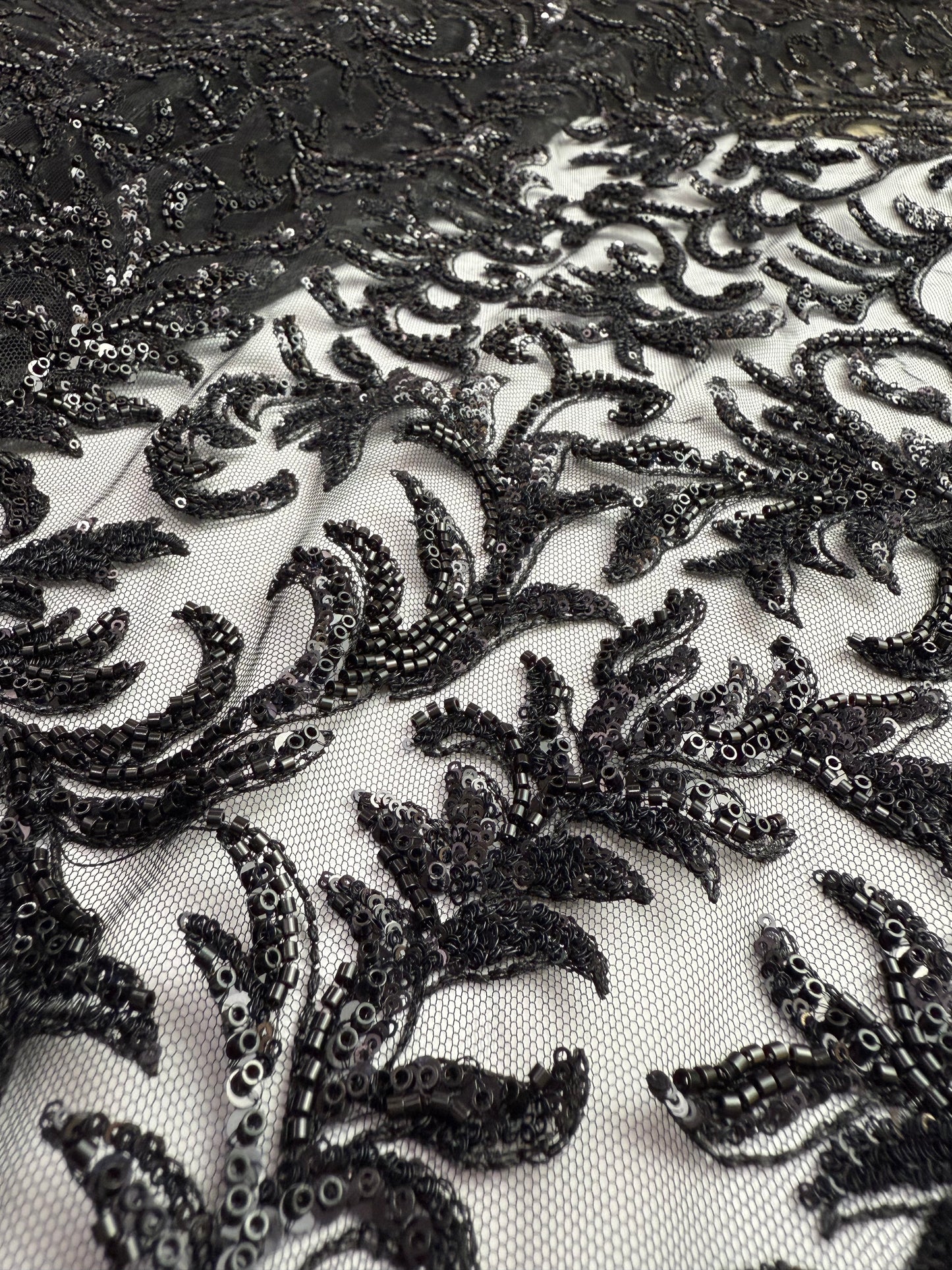 Eleganza Black Sequin Lace 56" Fabric