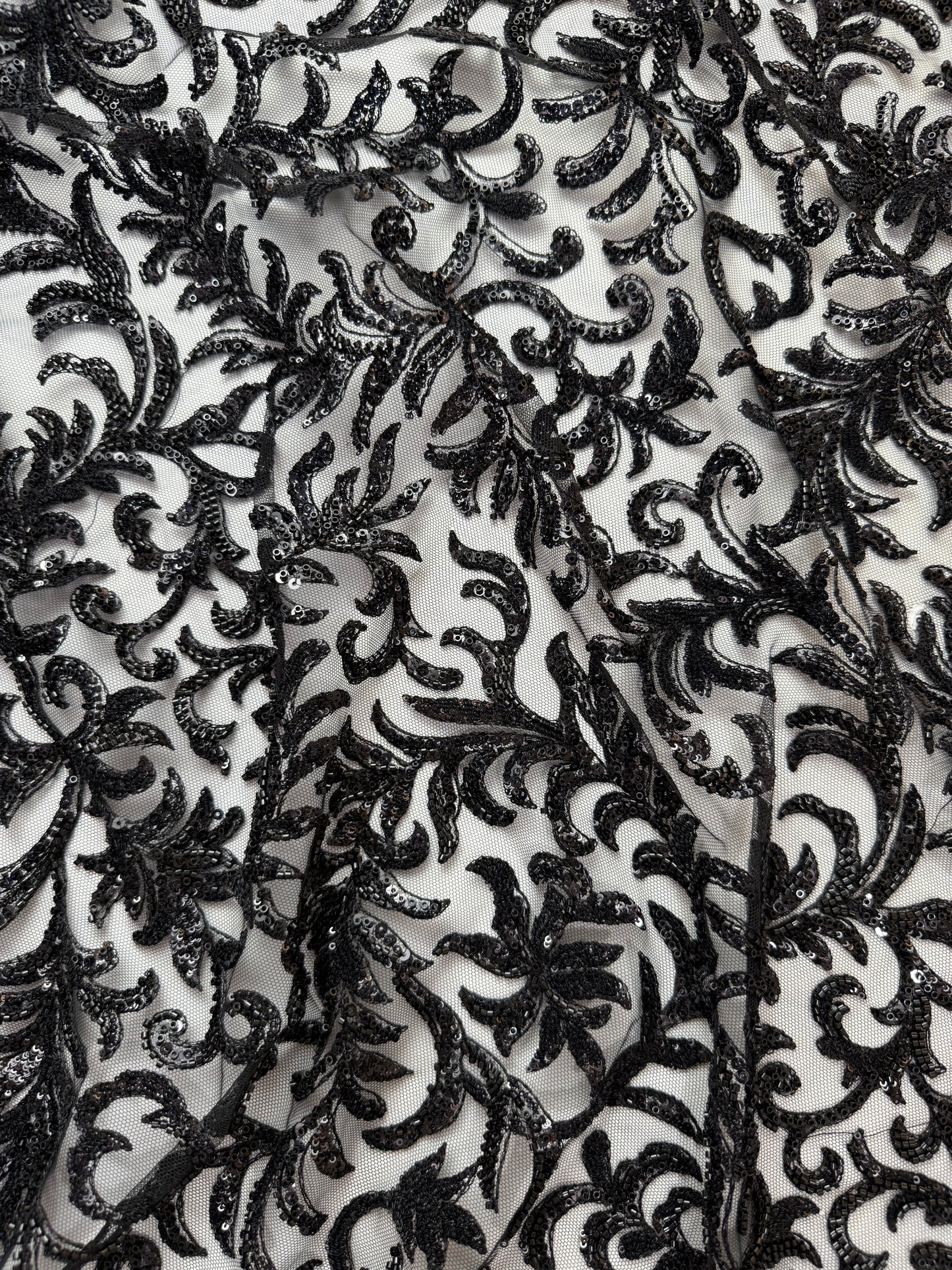 Eleganza Black Sequin Lace 56" Fabric