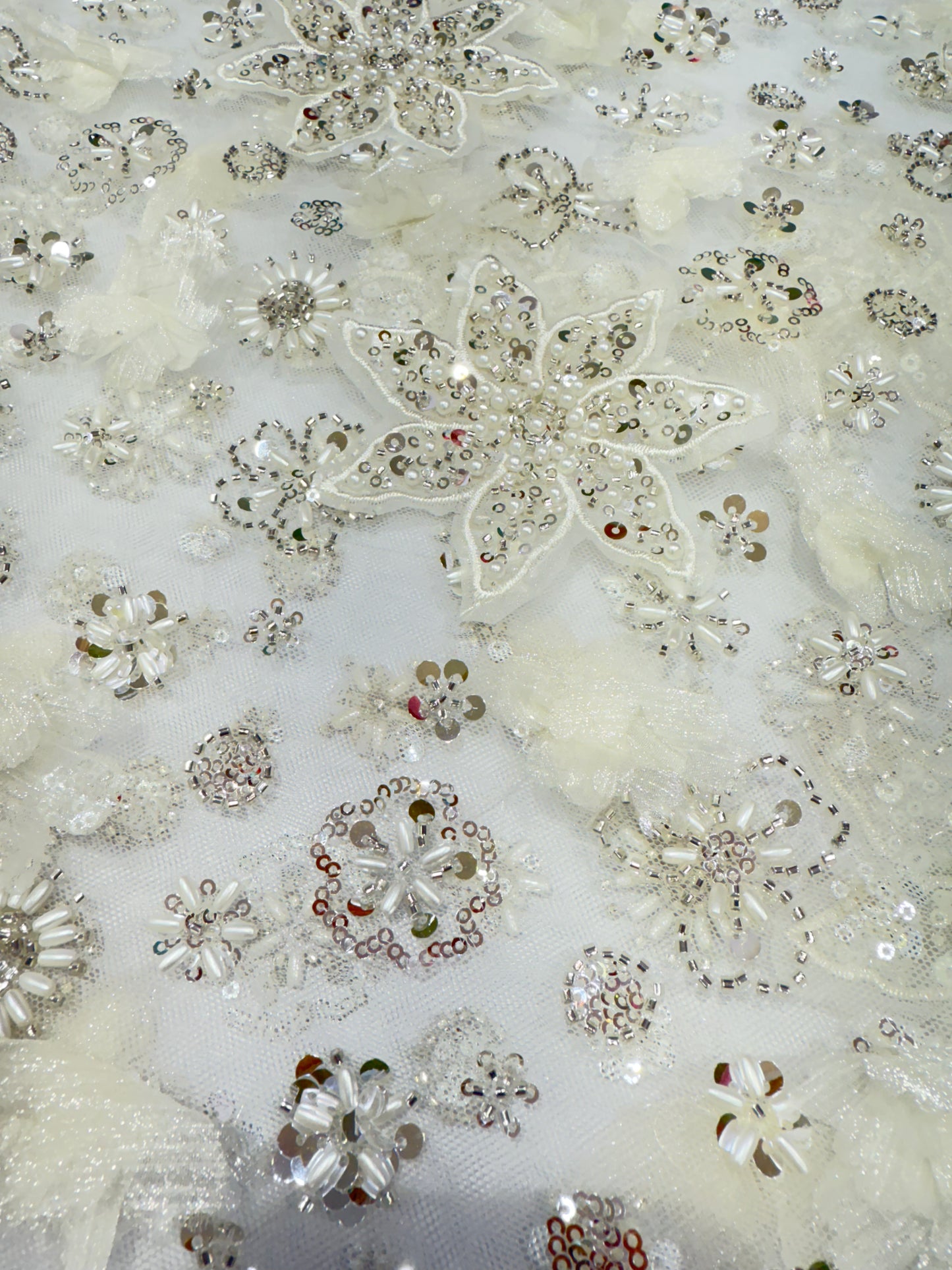 Off White Exquisite 3D Floral Applique Lace 56" Fabric