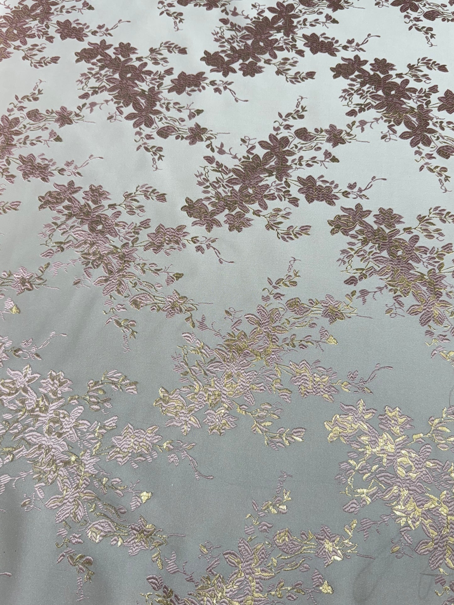Pink Floral Golden Brocade 56" Fabric
