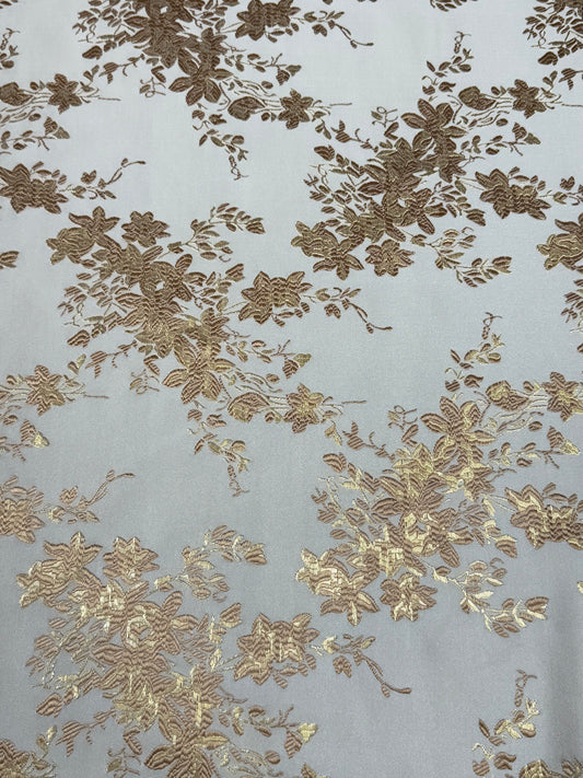 Gold Floral Golden Brocade 56" Fabric