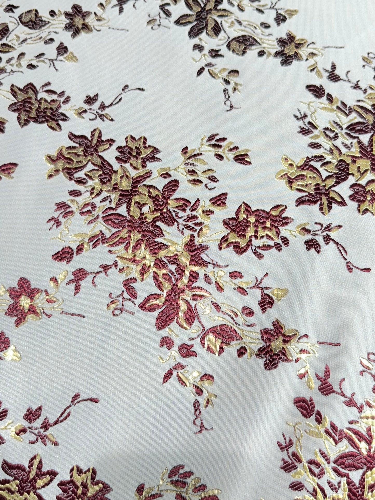 Maroon Floral Golden Brocade 56" Fabric