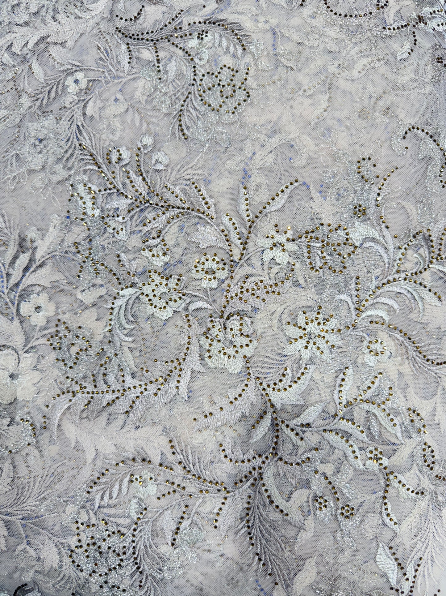 Nebula Cream Floral Handwork Net 56" Fabric