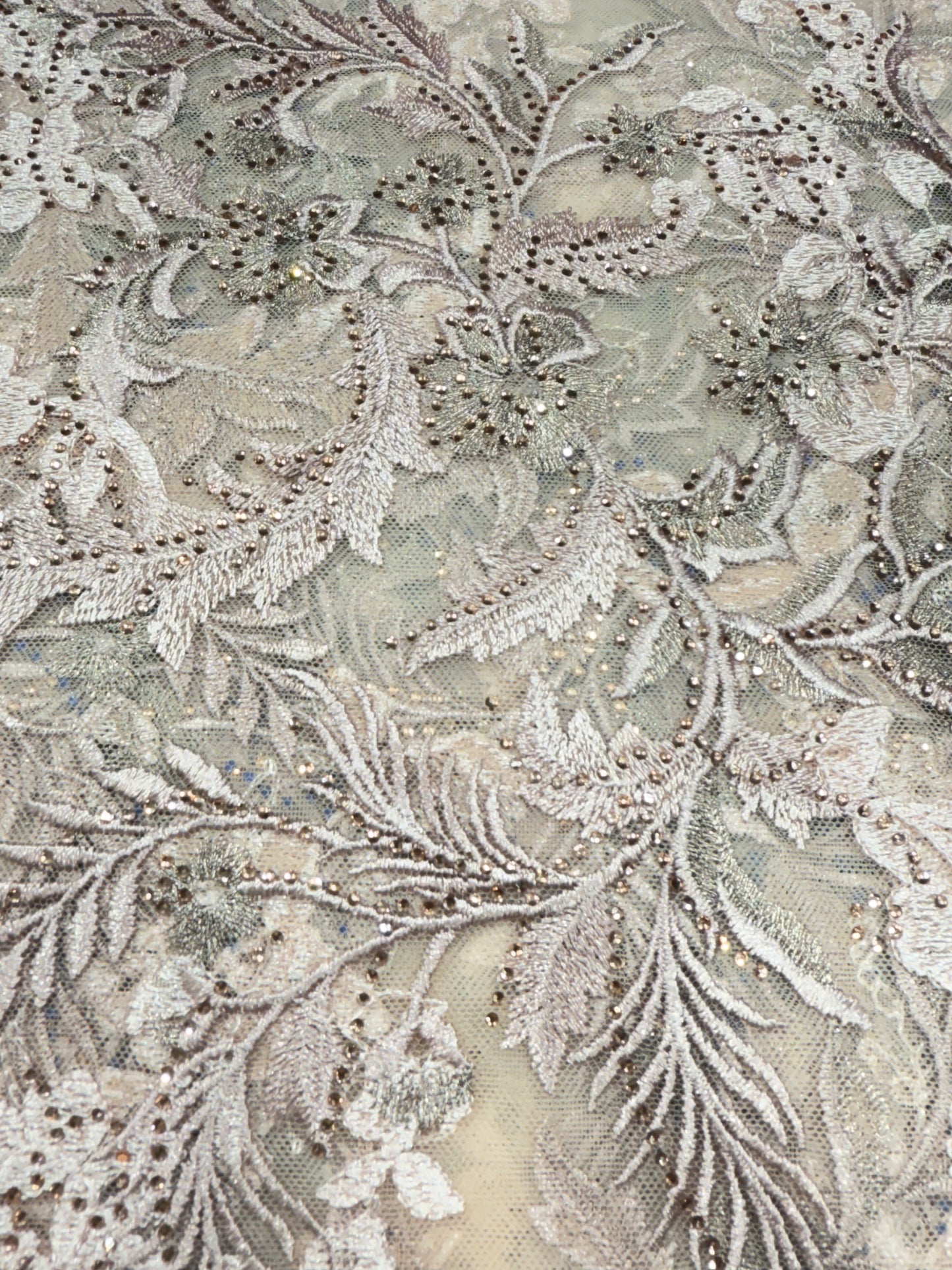 Nebula Ivory Floral Handwork Net 56" Fabric
