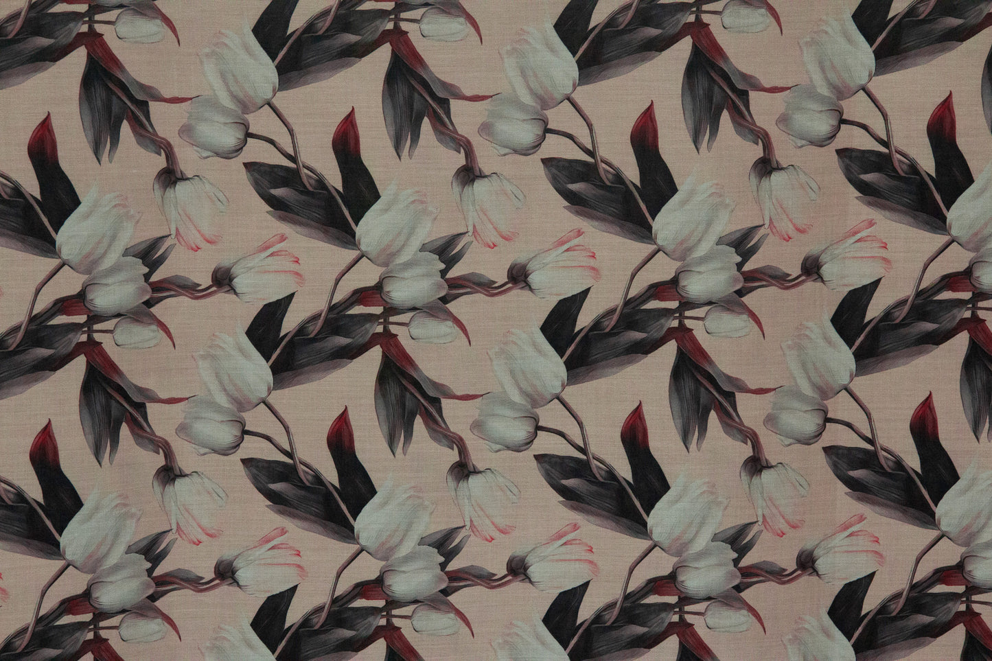 Cotton Viscose Blooming Flowers Light Peach