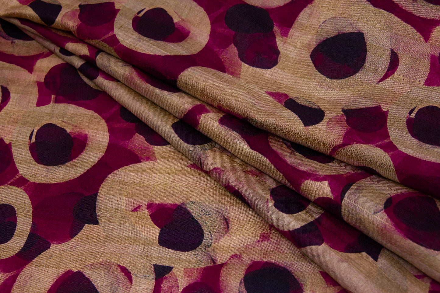 Immitation Raw Silk Abstract Pink Fabric