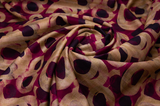 Immitation Raw Silk Abstract Pink Fabric