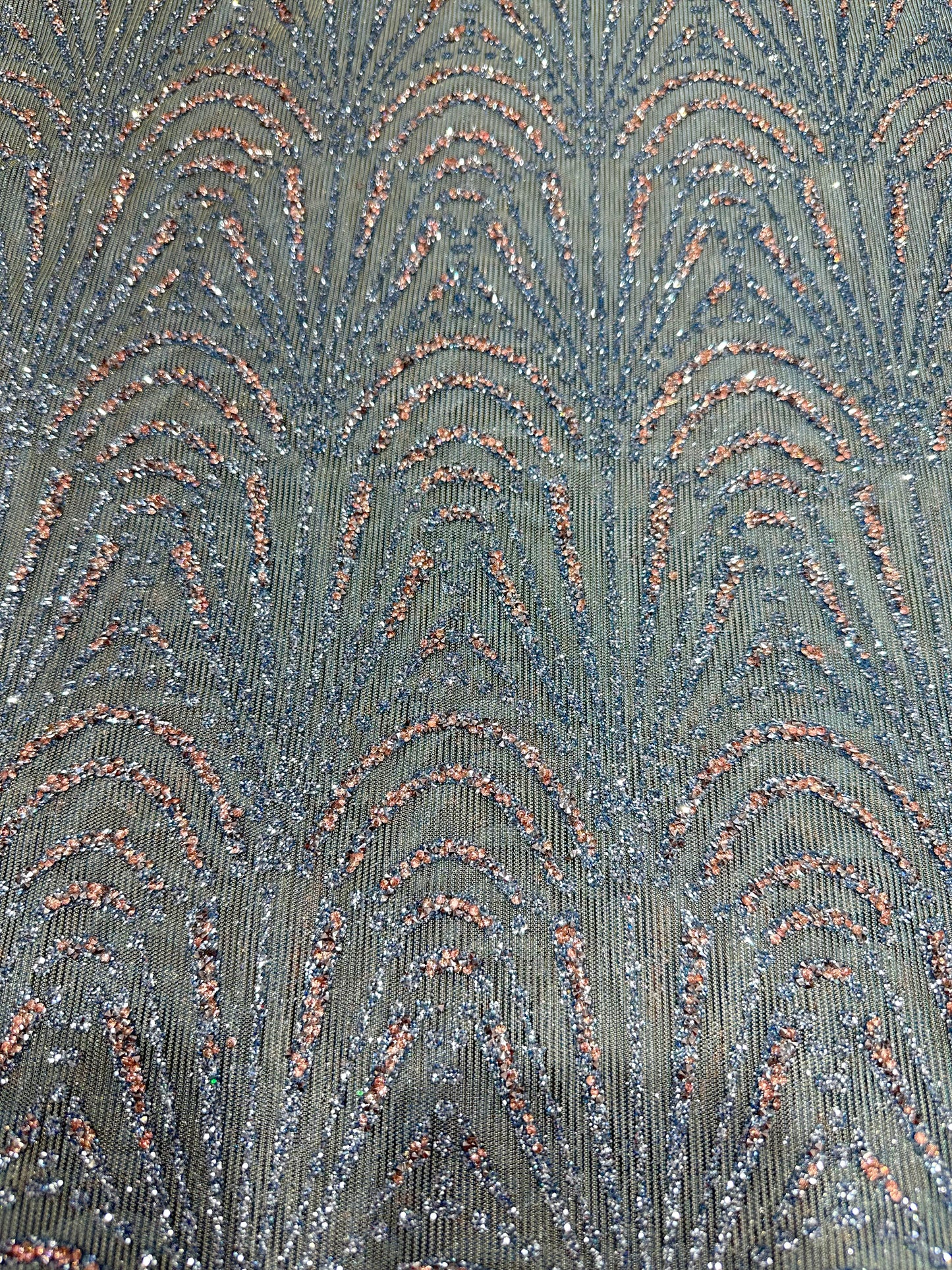 Double Tone Powder Blue Handwork Net 56" Fabric