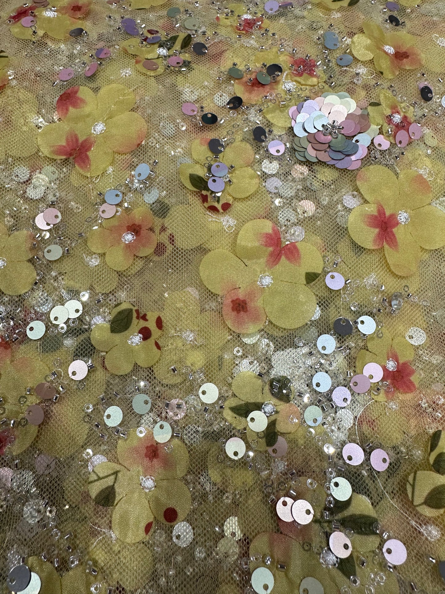 Yellow Sequin Fairy Lace 56" Fabric